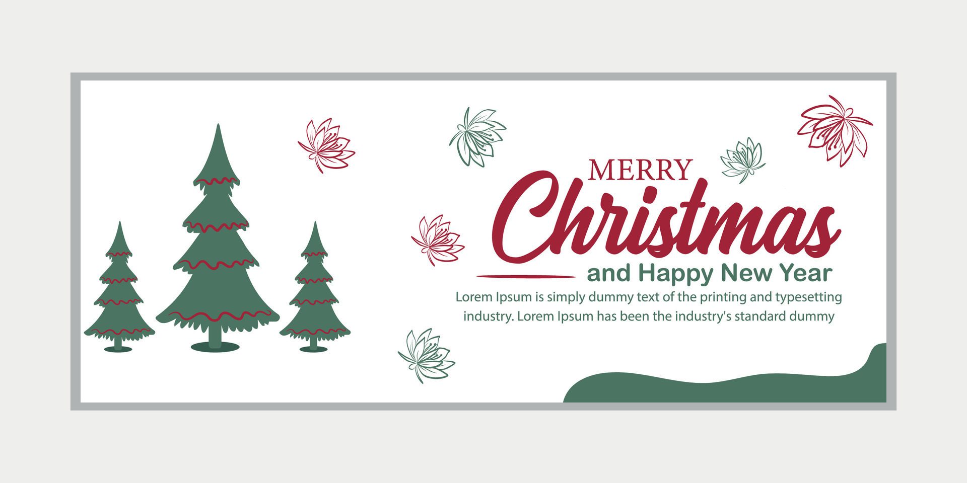 merry christmas banner set and happy new year banner, social media cover and web banner Free Vector