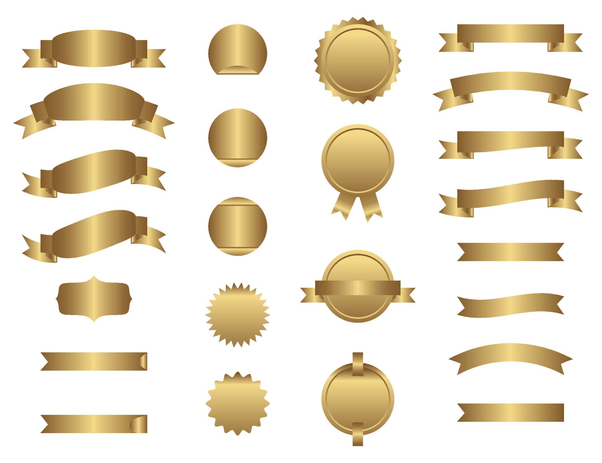 Ribbon banner set. Golden ribbons. Free Vector