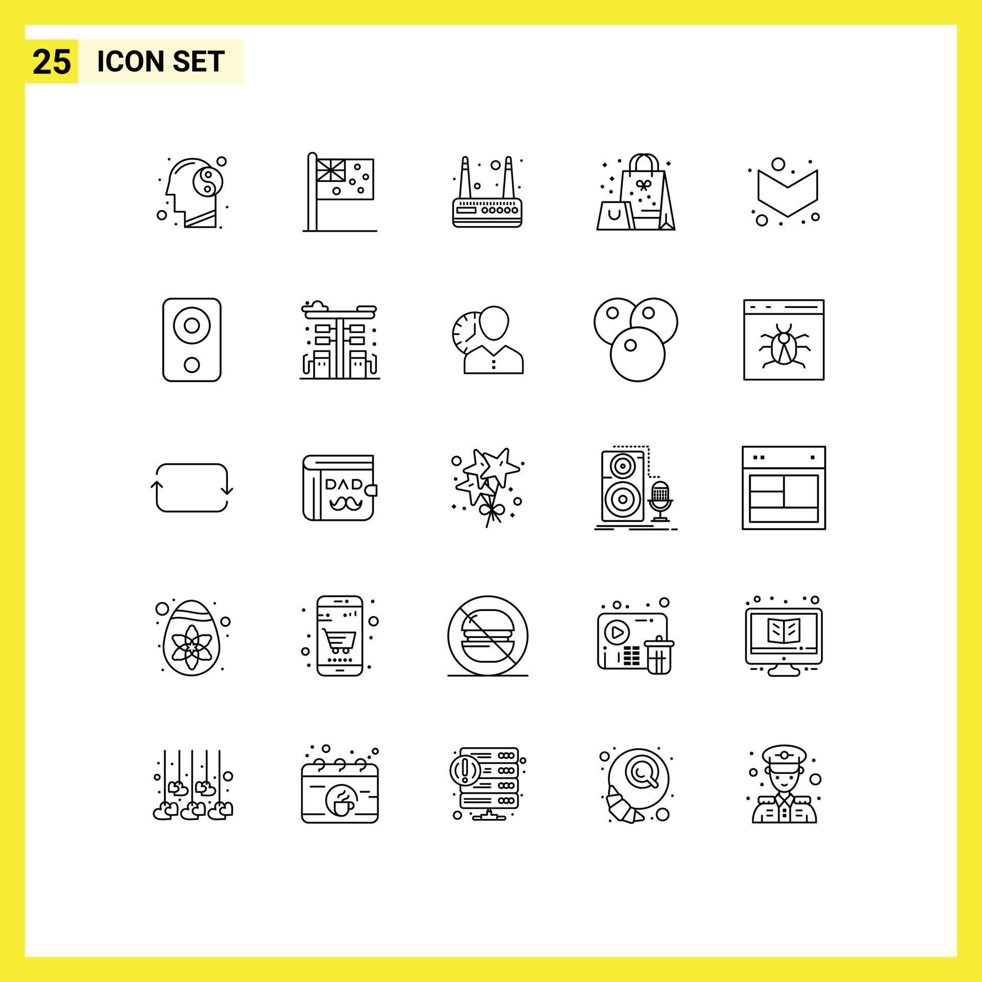 Line Pack of 25 Universal Symbols of full arrow modem surprise gift Editable Vector Design Elements Stock Free