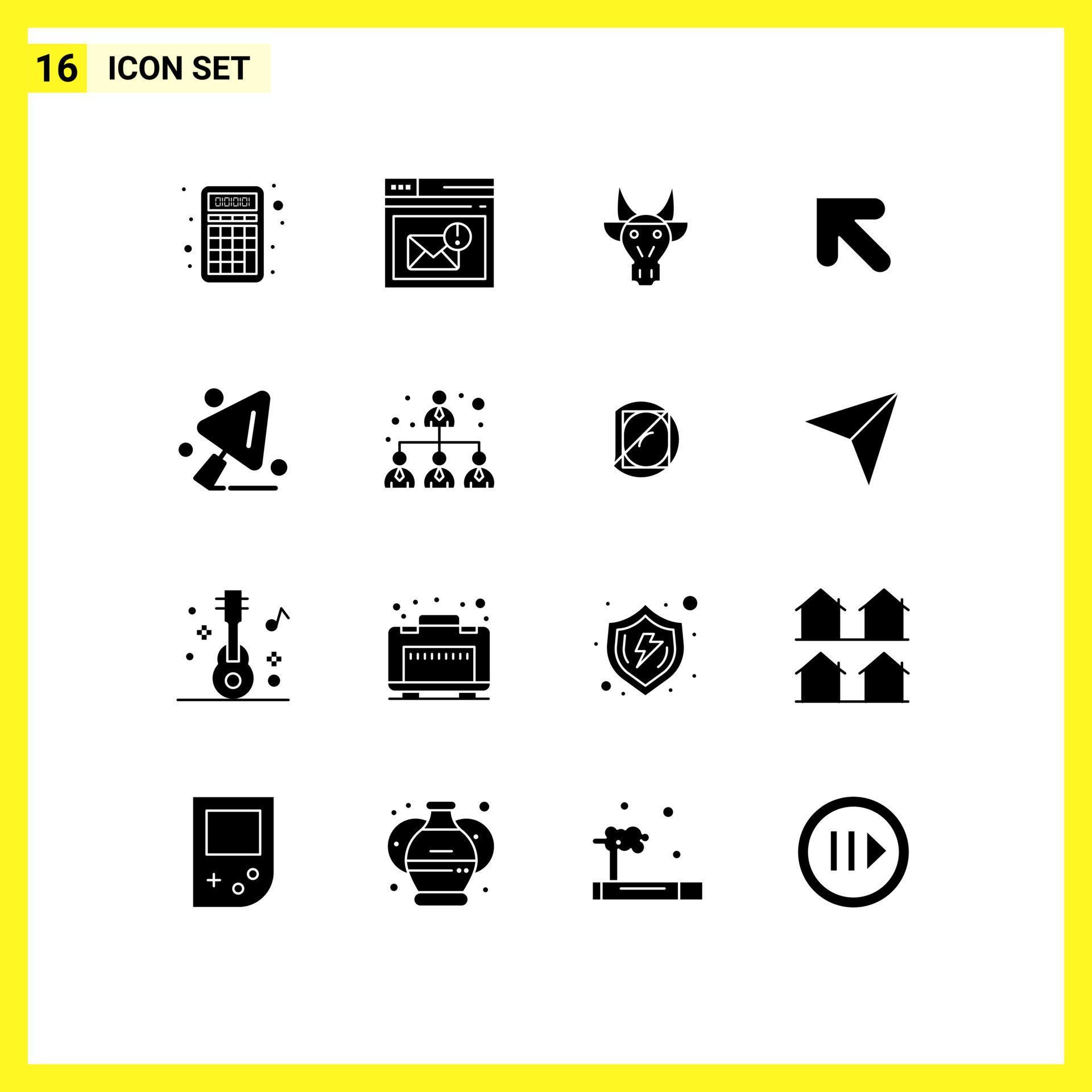 
									Universal Icon Symbols Group of 16 Modern Solid Glyphs of construction up alert arrow indian Editable Vector Design Elements Stock Free