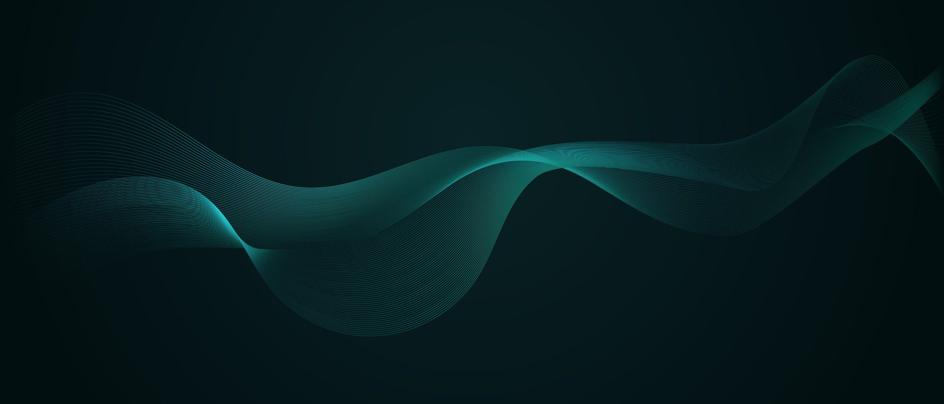 Dynamic Blue Gradient Wavy Lines on Black Background. Concept of Modern Technology and Communication banner. Vector illustration Pro Vector