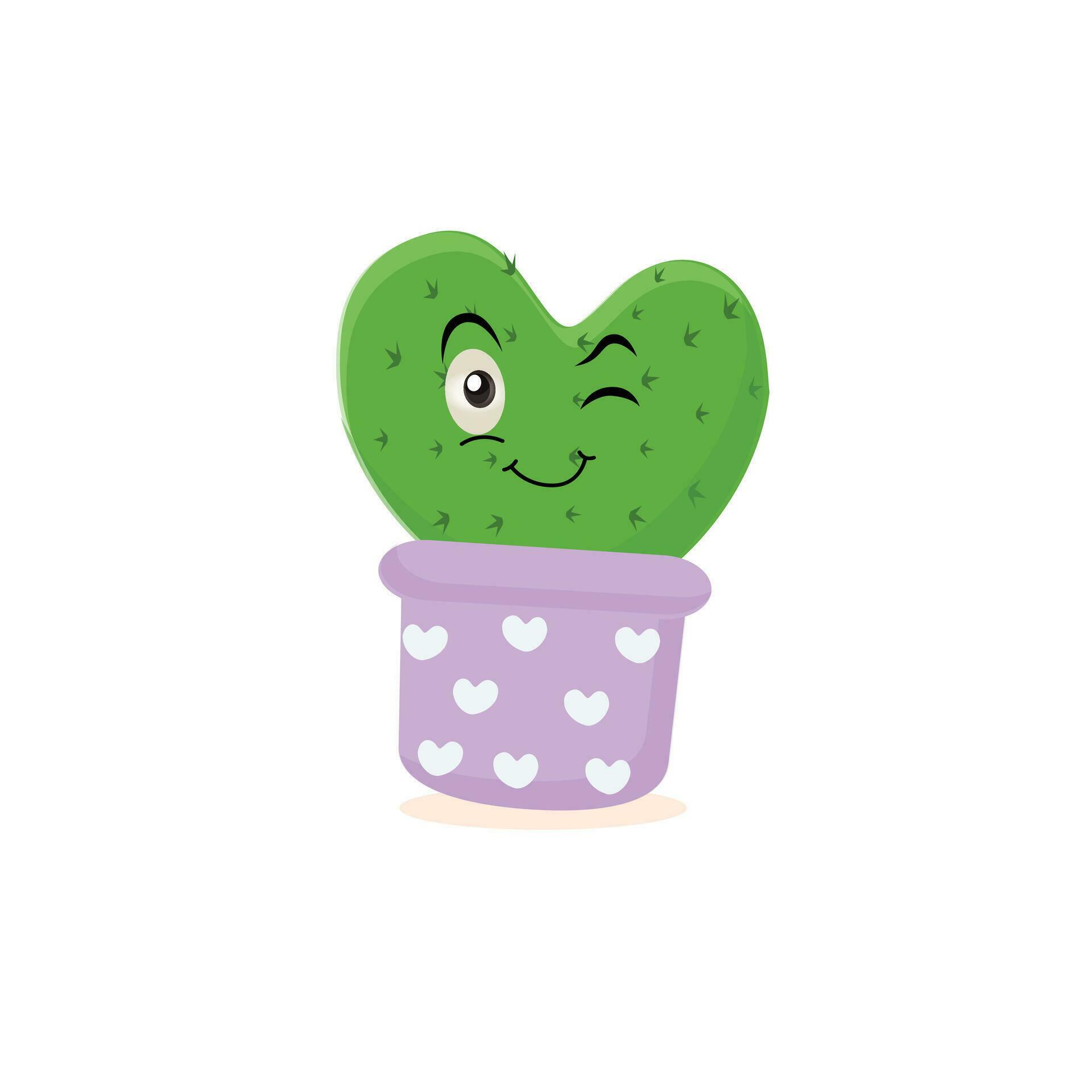 Cartoon cute cactus mascot, Potted cactus characters sett, funny cacti in flower pot with different emotions vector Illustrations on a white background Stock Free and Free SVG