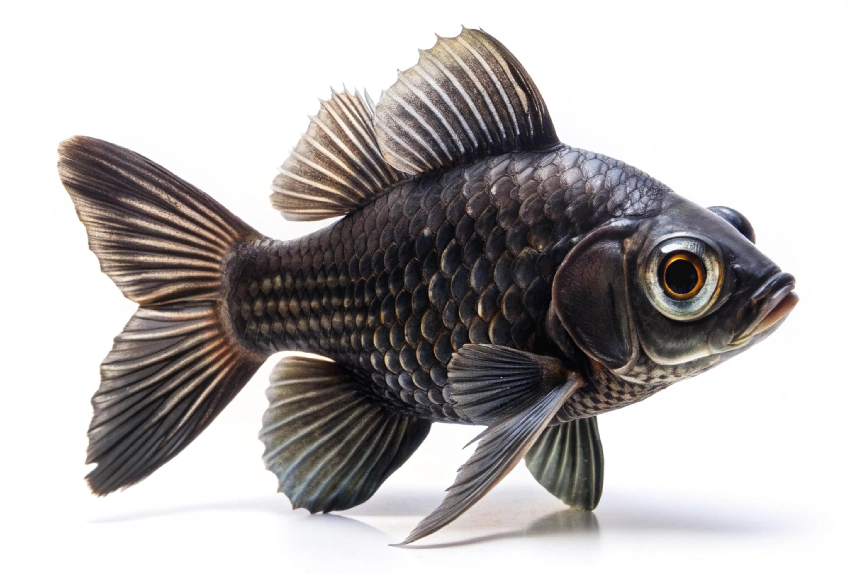 Black ornamental fish isolated on white background Stock Free