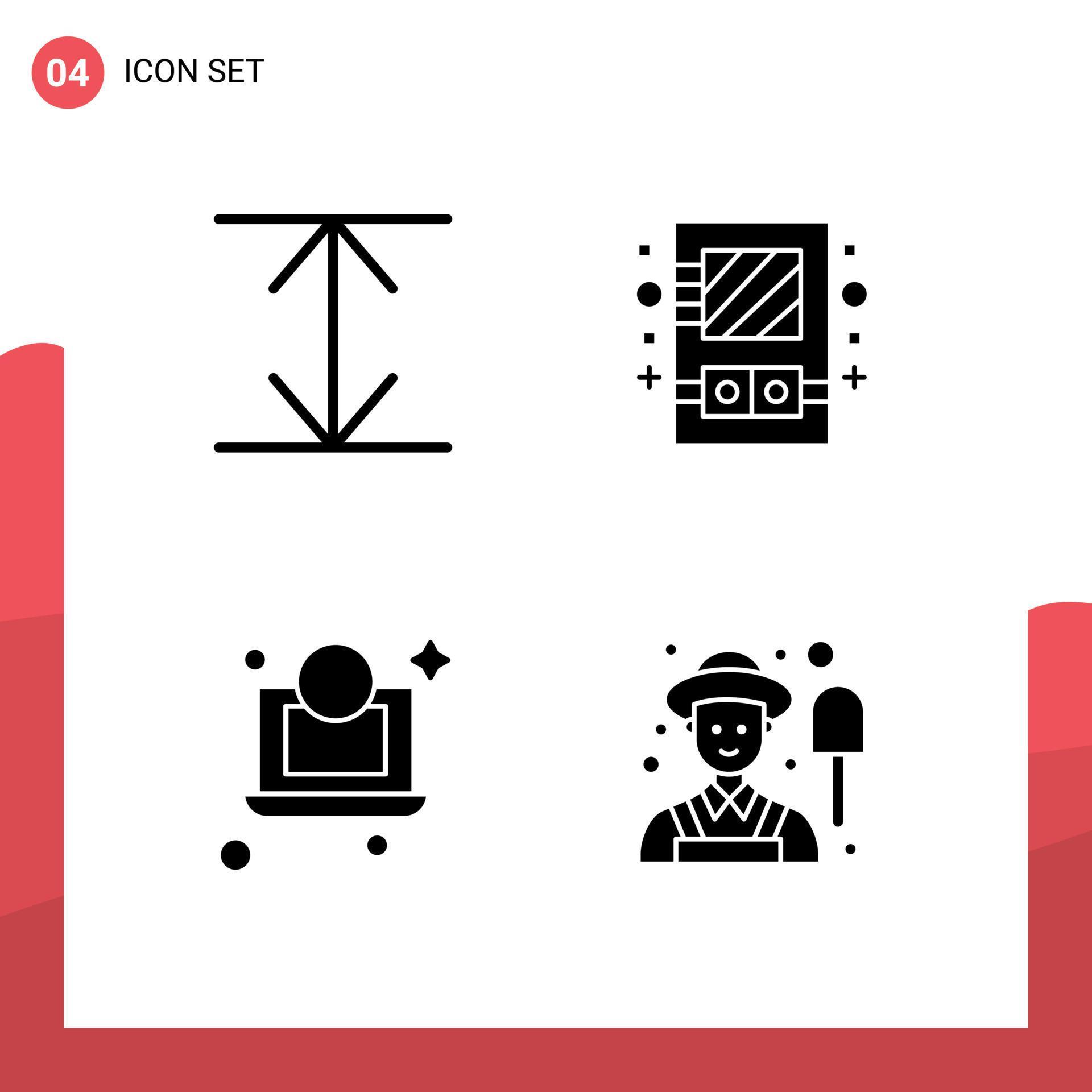 User Interface Pack of 4 Basic Solid Glyphs of arrows farmer cabinet laptop garden Editable Vector Design Elements Stock Free