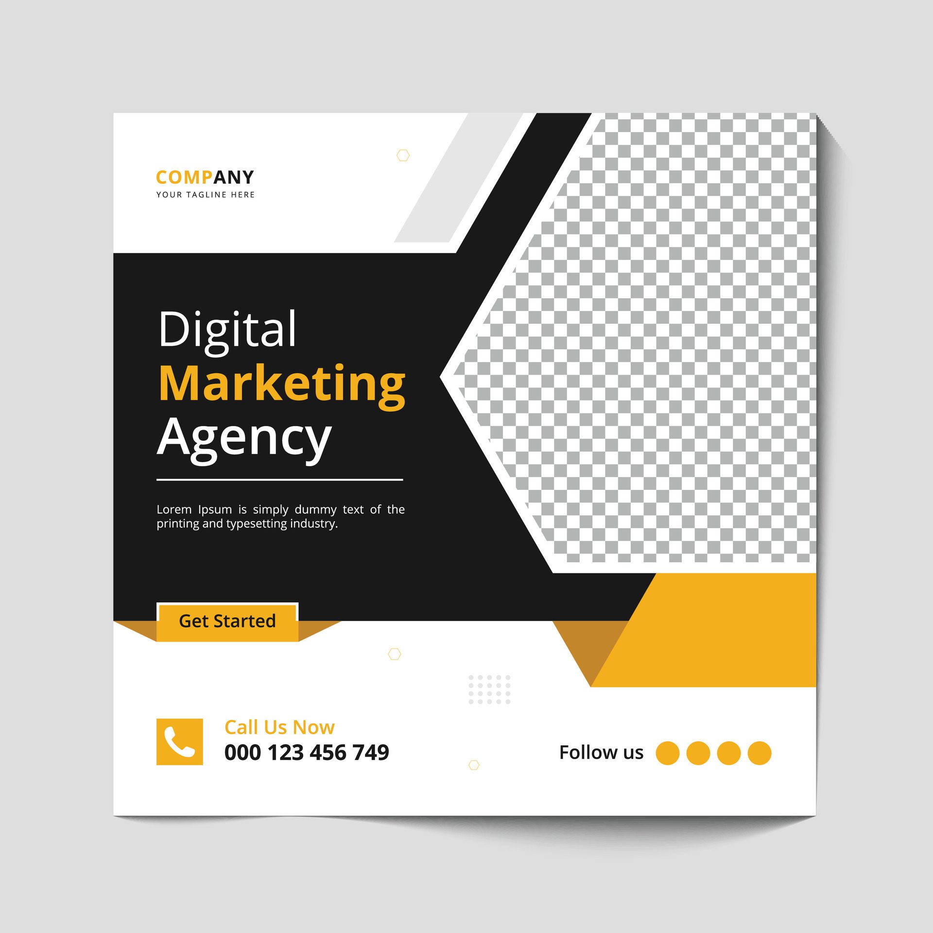 Marketing Agency Social Media Post, Digital Marketing Web Banner, Corporate Square Flyer Template banner Free Vector