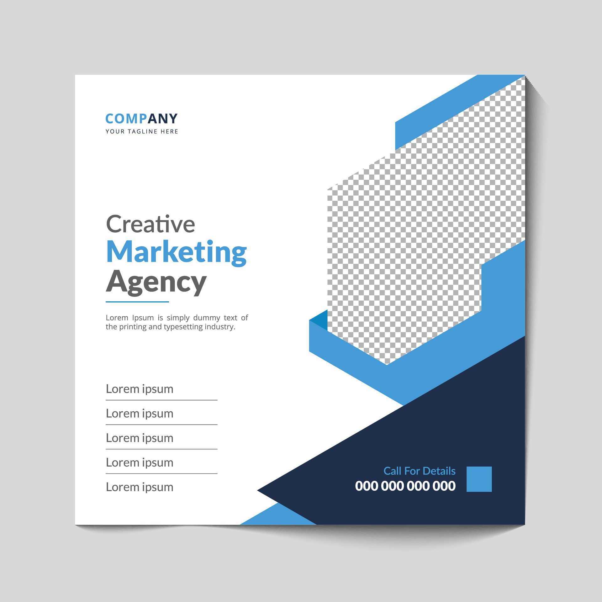 Marketing Agency Social Media Post, Digital Marketing Web Banner, Corporate Square Flyer Template Free Vector