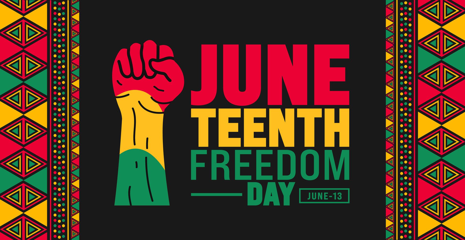 13 June is Juneteenth Freedom Day background template. Holiday concept. use to background, banner, placard, card, and poster design template. Free Vector