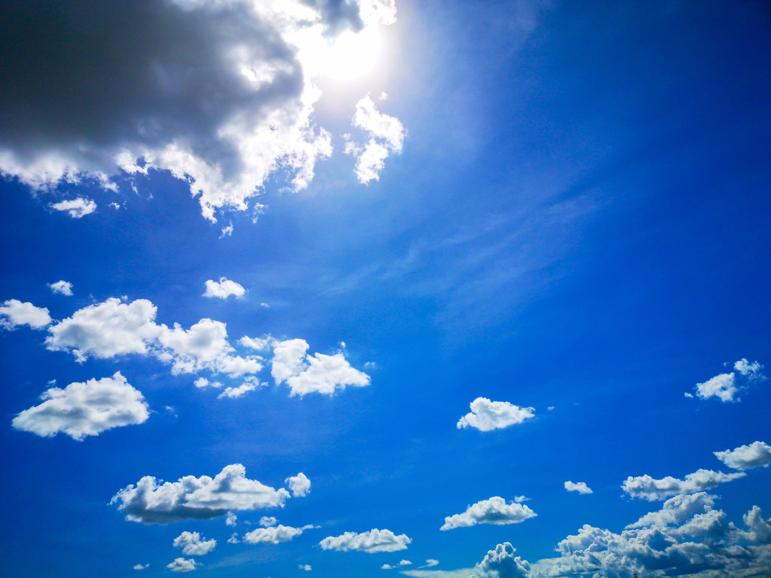 clouds and blue sunny sky, white clouds over blue sky, Aerial view, nature blue sky white cleat weather. Stock Free