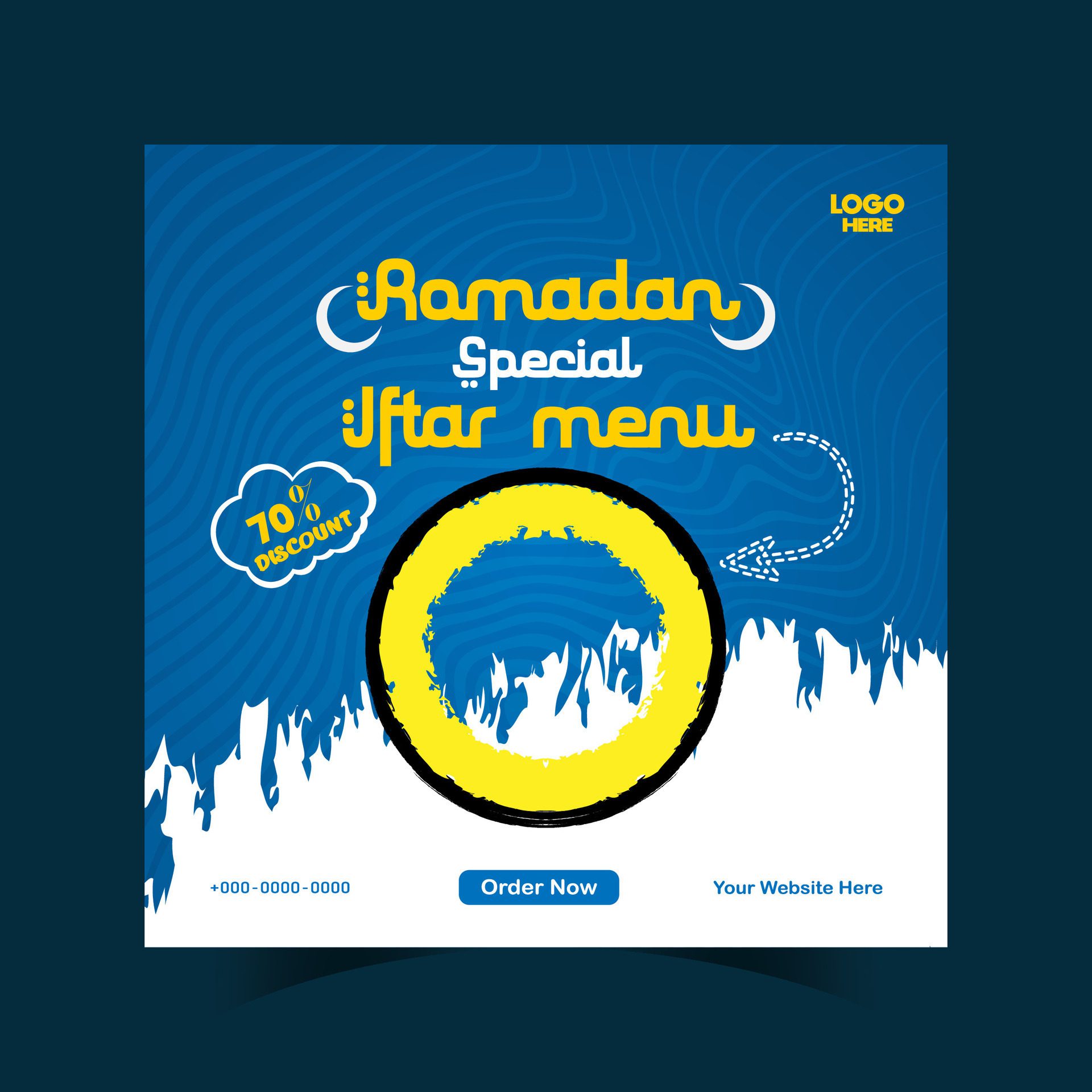 Ramadan iftar menu food post design and social media banner template Free Vector