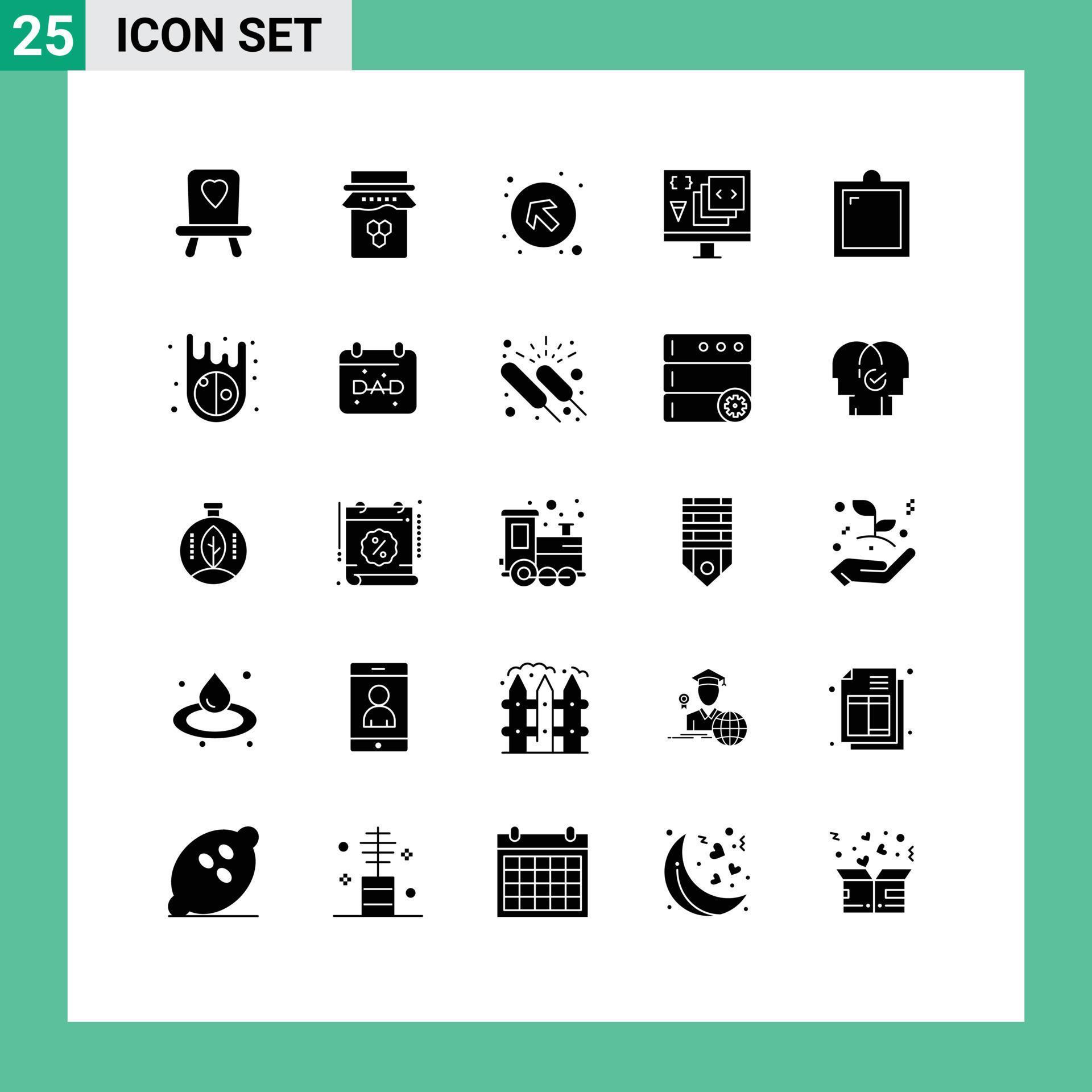 25 Universal Solid Glyphs Set for Web and Mobile Applications furniture programming arrows development coding Editable Vector Design Elements Stock Free