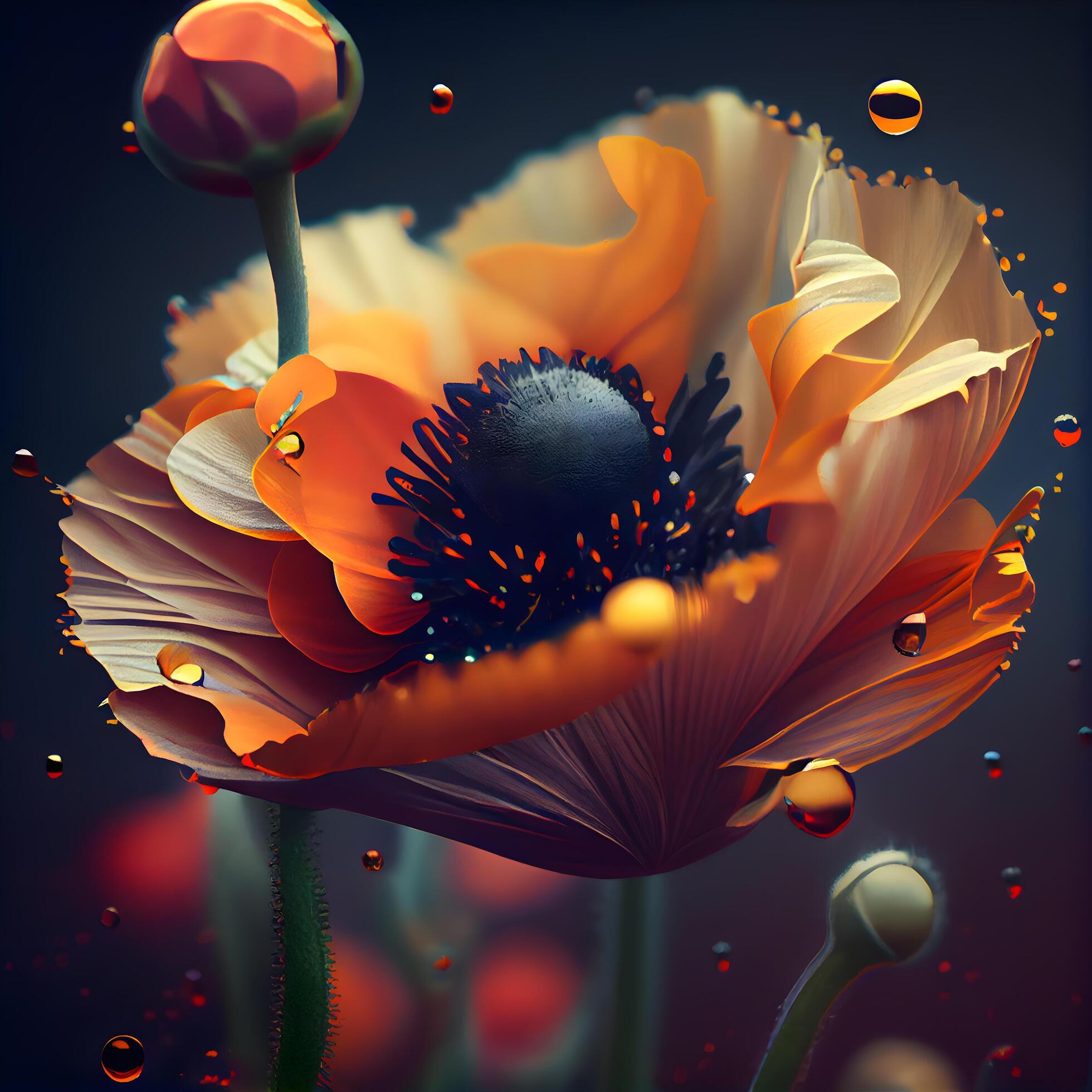 Beautiful poppy flower. 3d rendering, 3d illustration., Image Stock Free