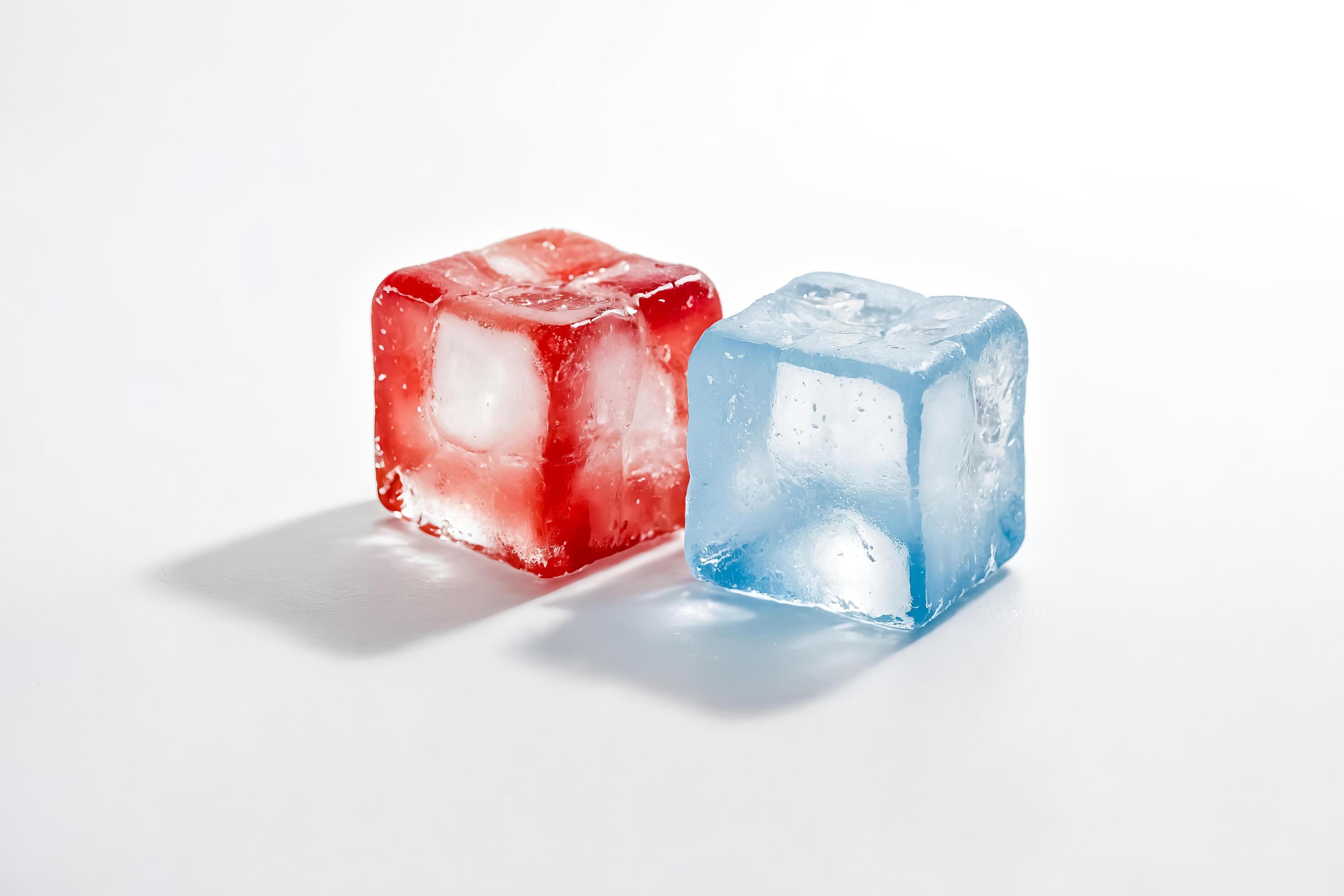 Red and Blue Ice Cubes on White Background Stock Free