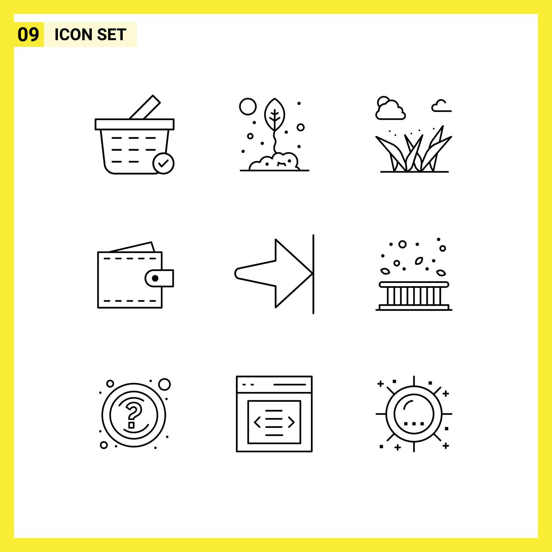 Set of 9 Modern UI Icons Symbols Signs for arrow user grass interface business Editable Vector Design Elements Stock Free