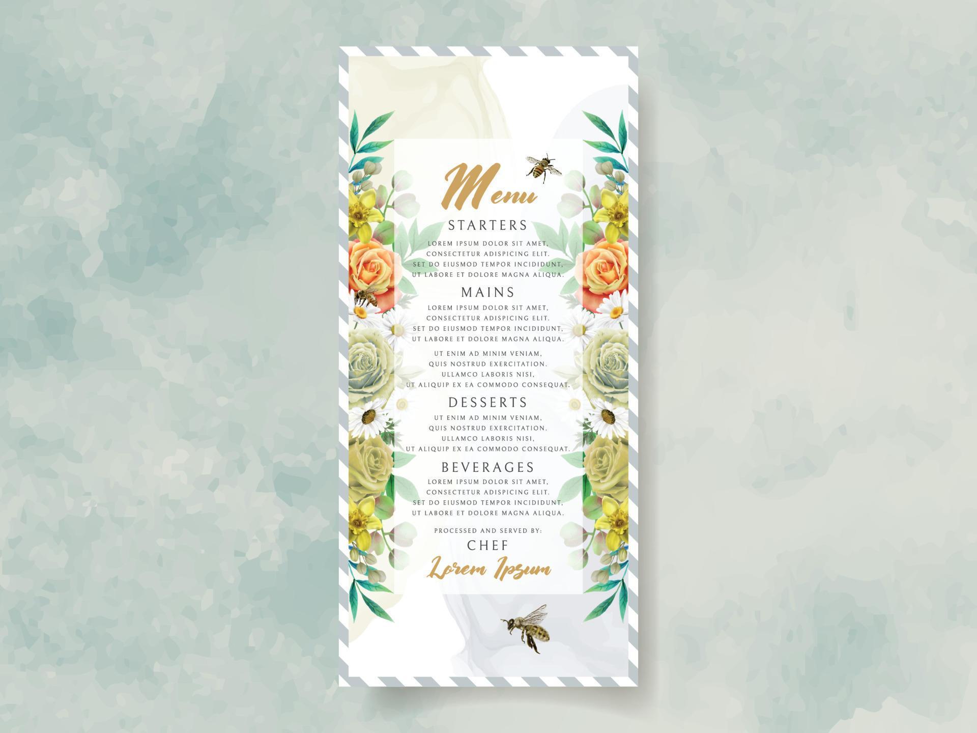 elegant wedding invitation yellow flowers and bees Stock Free