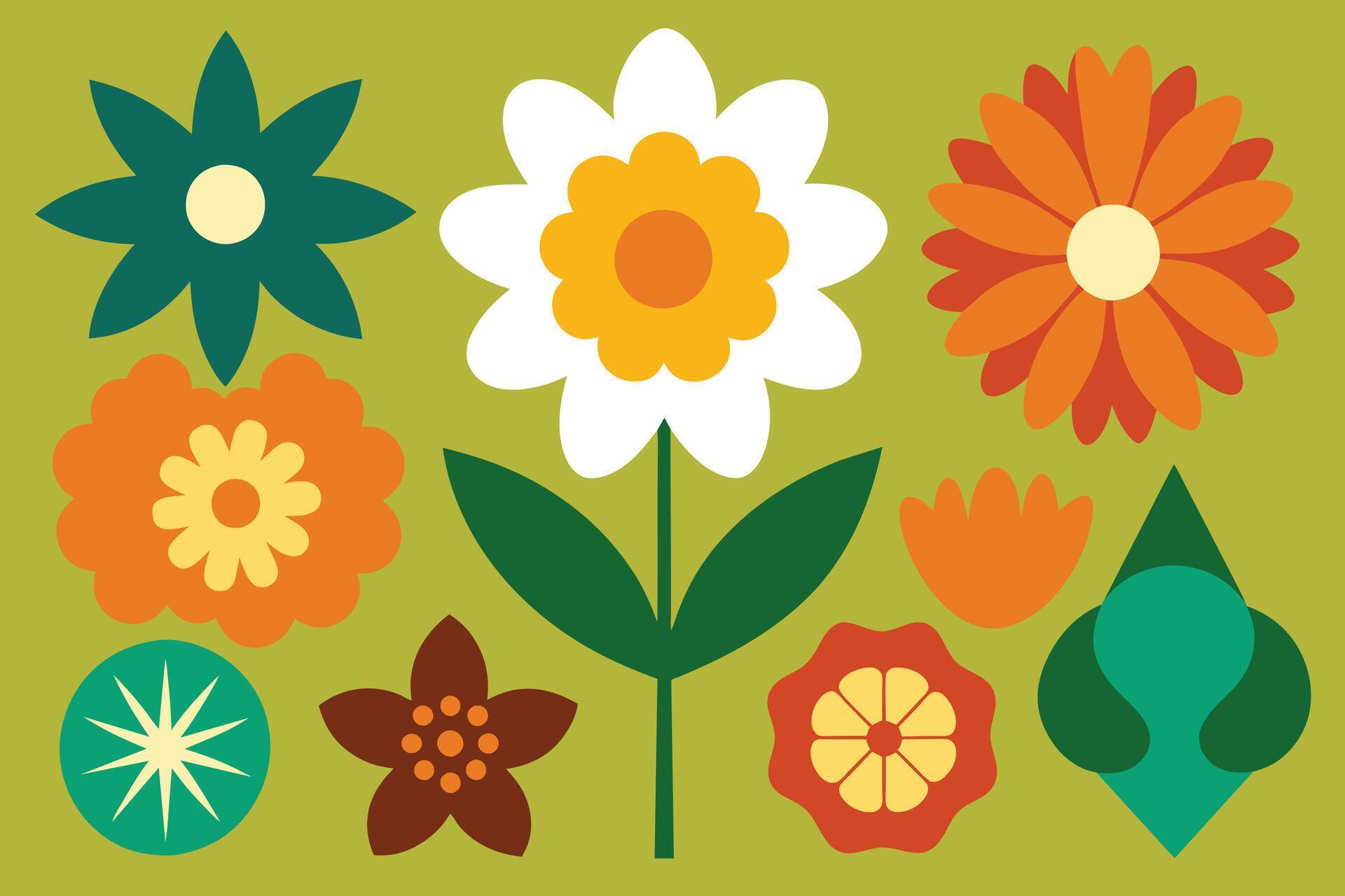 Assorted Flower Shape Vector Stock Free