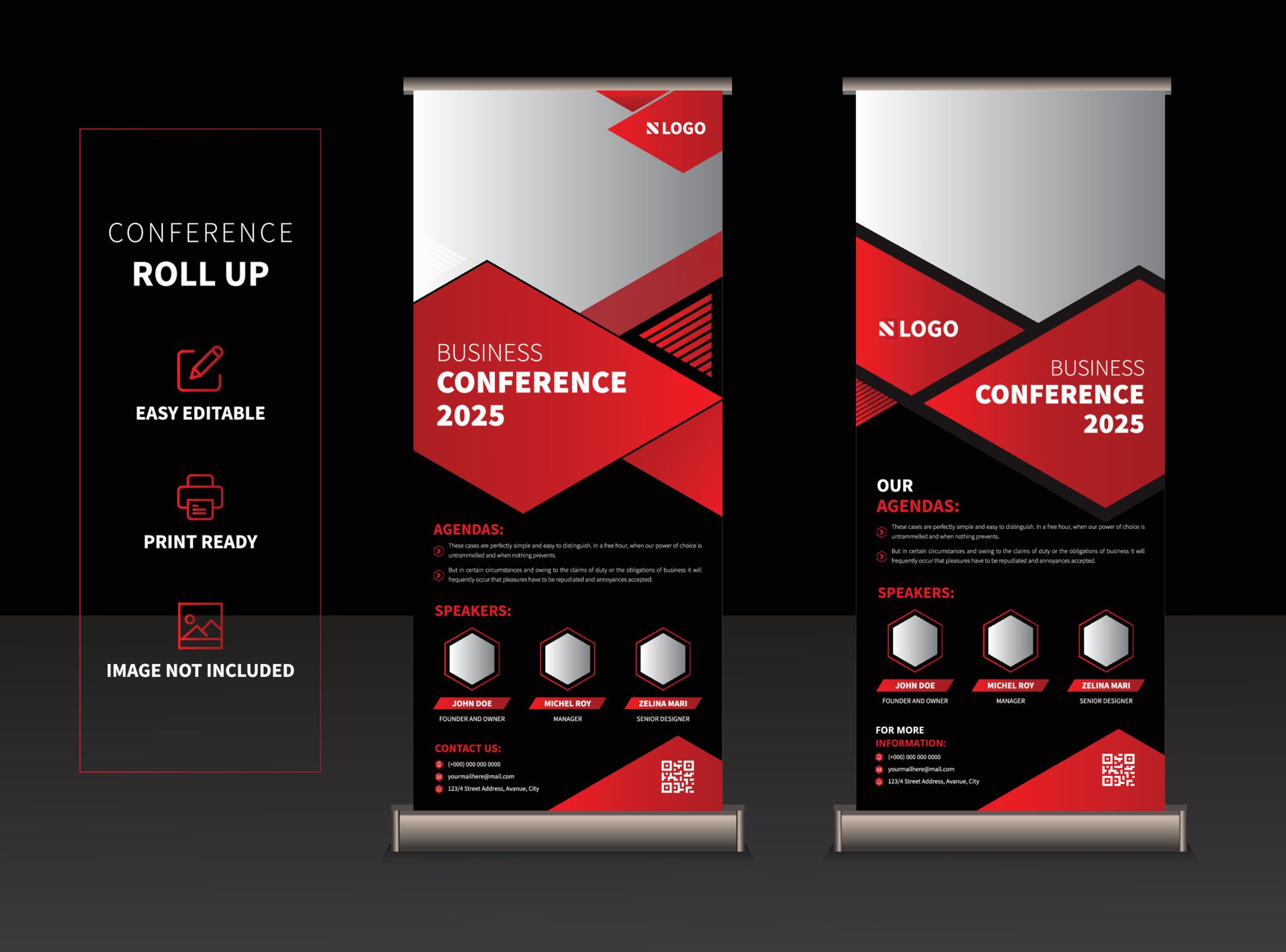 Corporate roll up or X banner design template. Roll up banner stand. Vector Free Vector