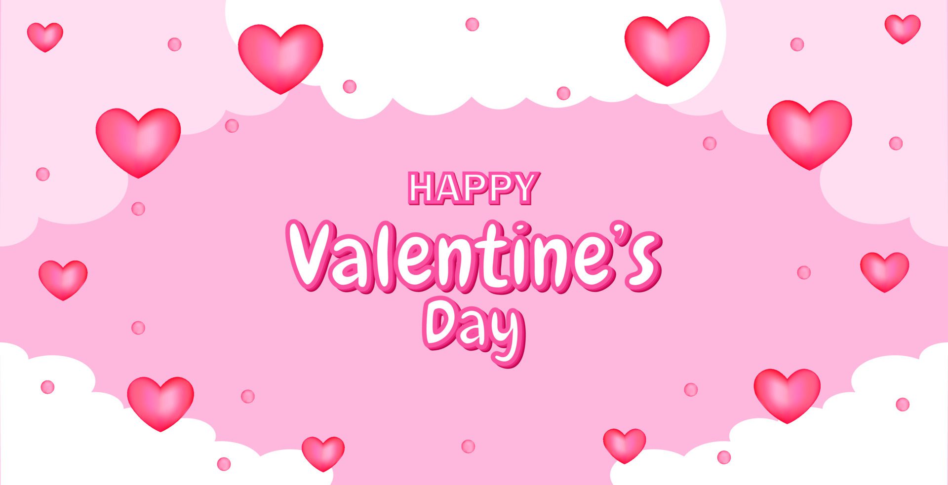 pink valentines day greeting banner design. 3d heart design in pink color. designs for the celebration of valentin 2021. Free Vector