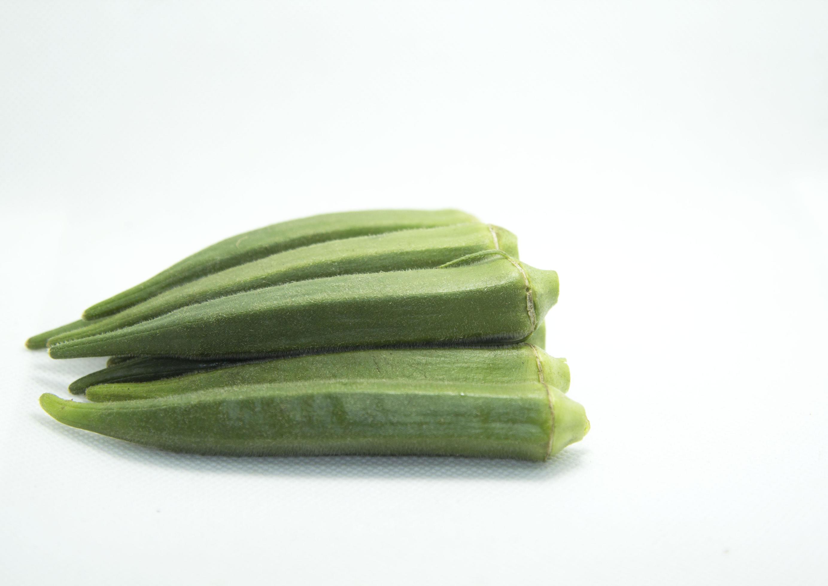 Okra is a healthy food that Japanese and Koreans and Europeans eat. and as herbs on white background isolated Stock Free