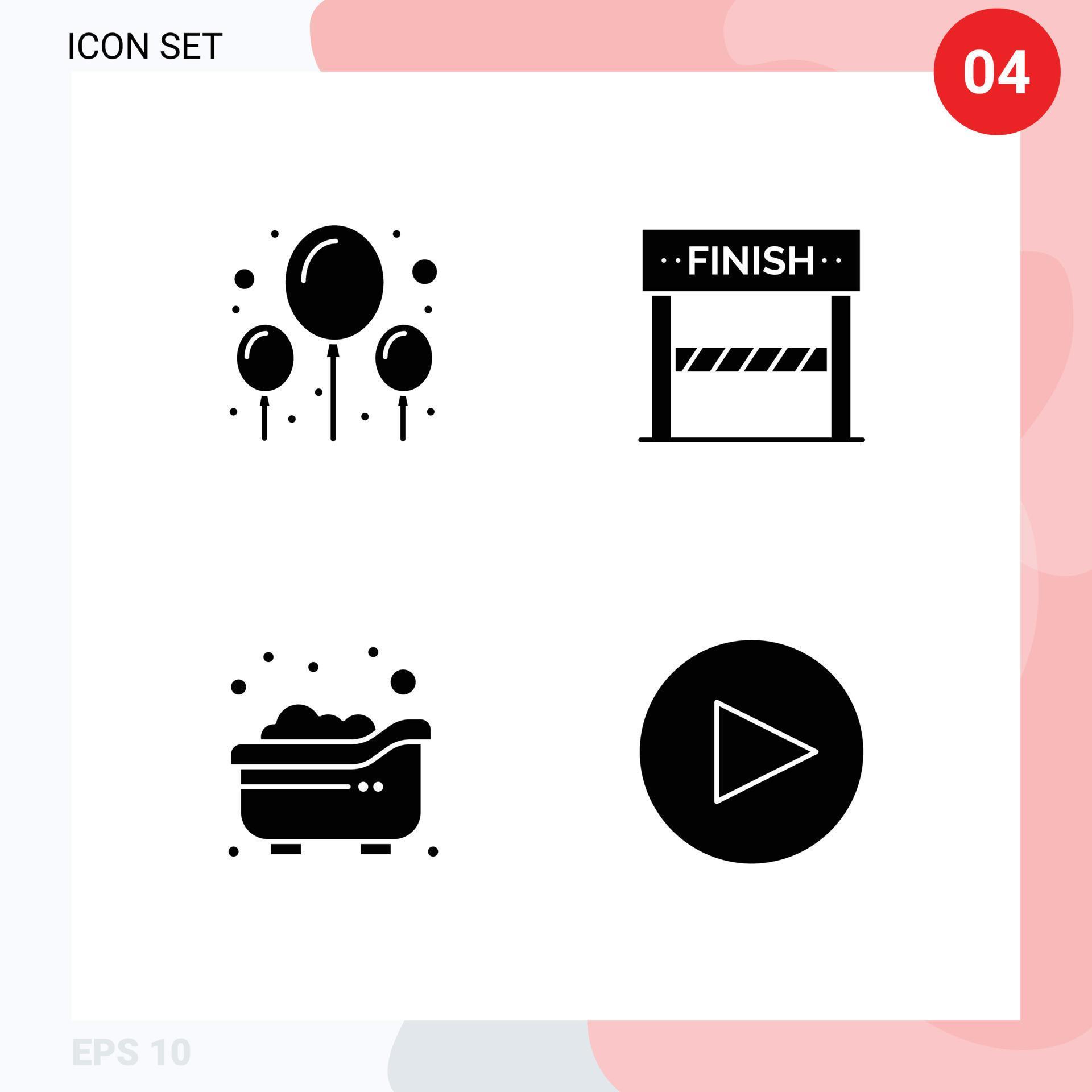 Universal Solid Glyphs Set for Web and Mobile Applications balloon child finish game arrow Editable Vector Design Elements Stock Free