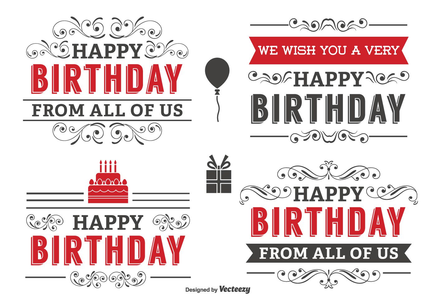 
									Typographic Birthday Label Set Free Vector and Free SVG