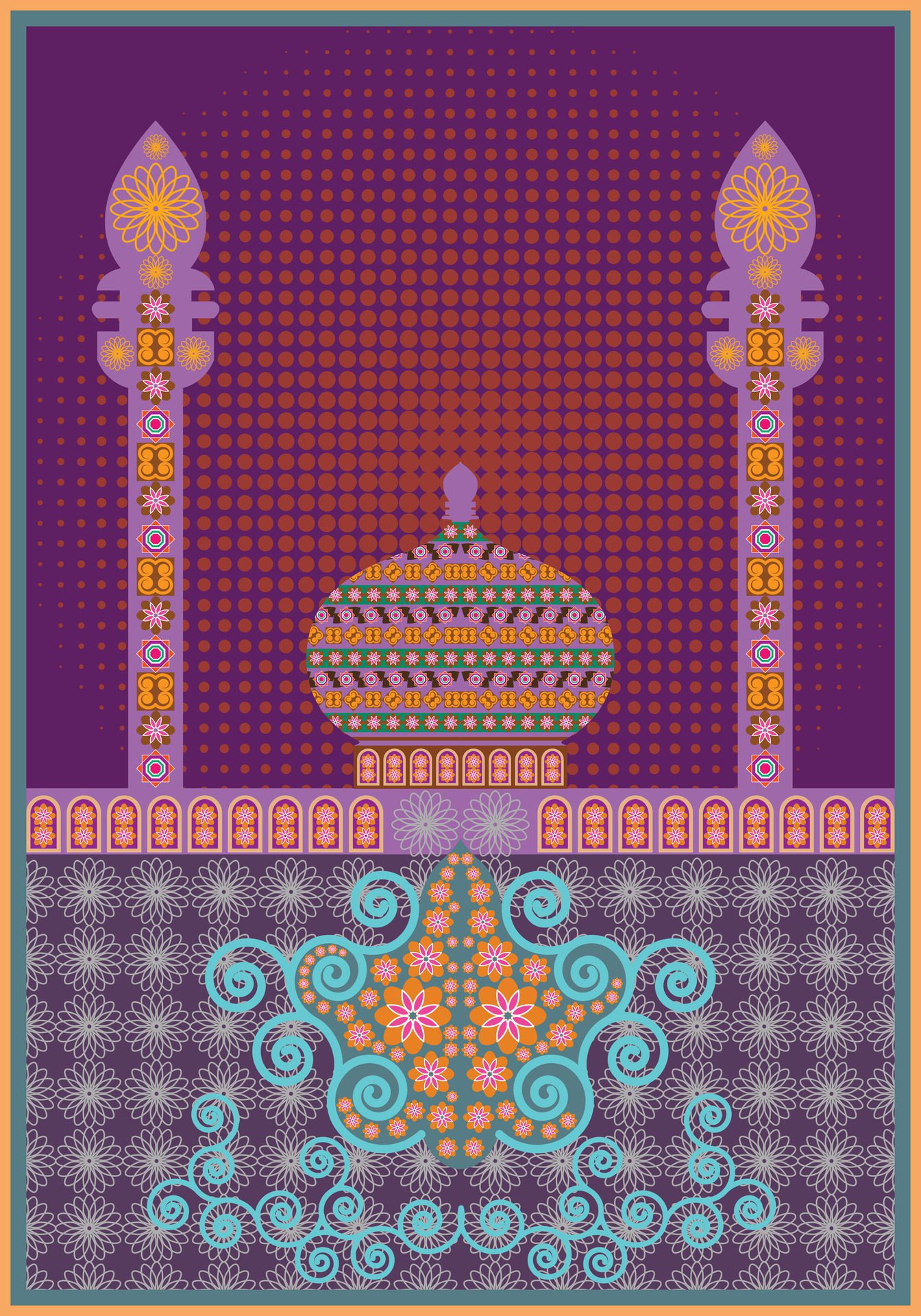 Sajadah carpet prayer islamic pattern for background design Free Vector