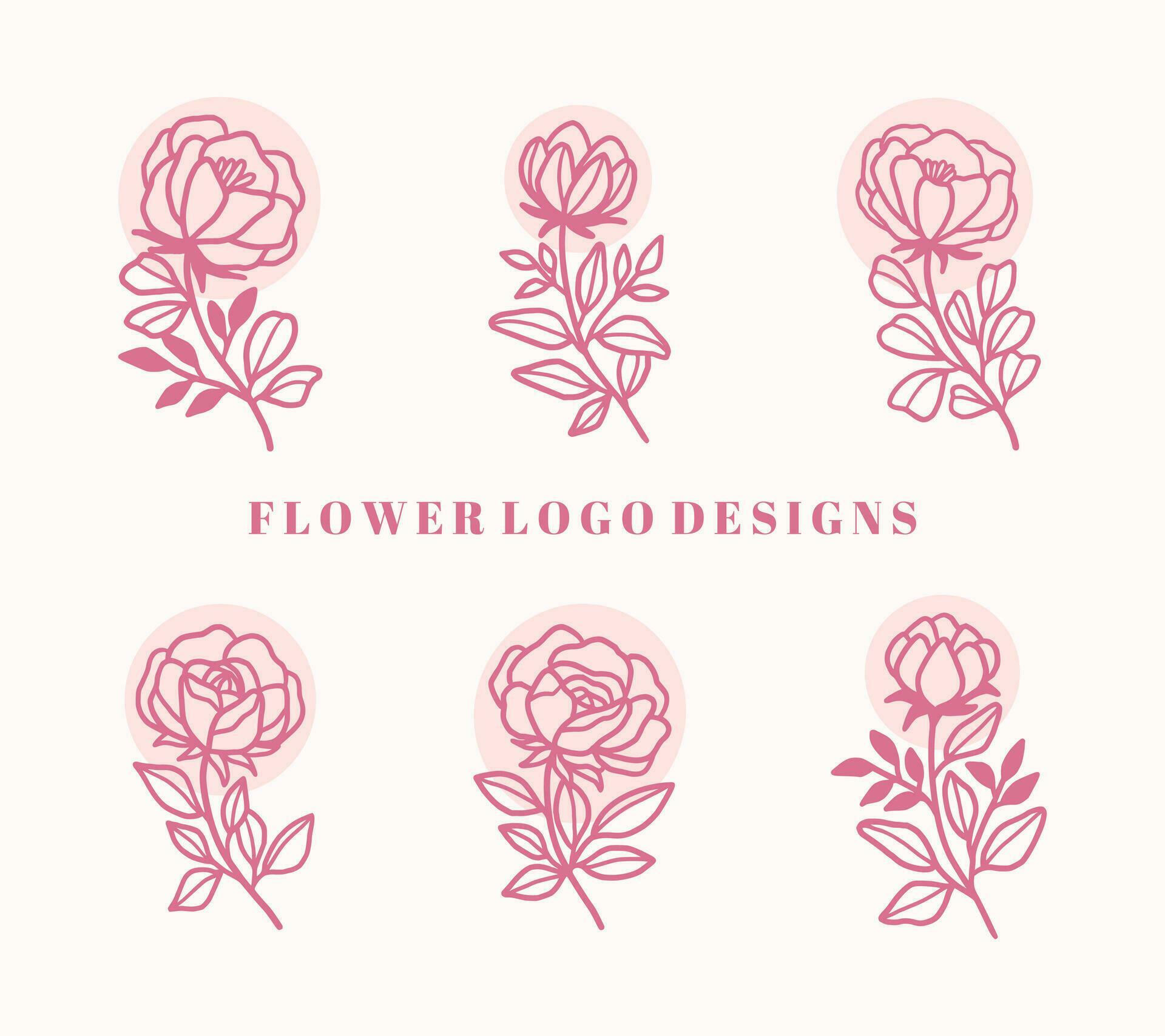 Vintage hand drawn flower logo element collection Stock Free and Free SVG