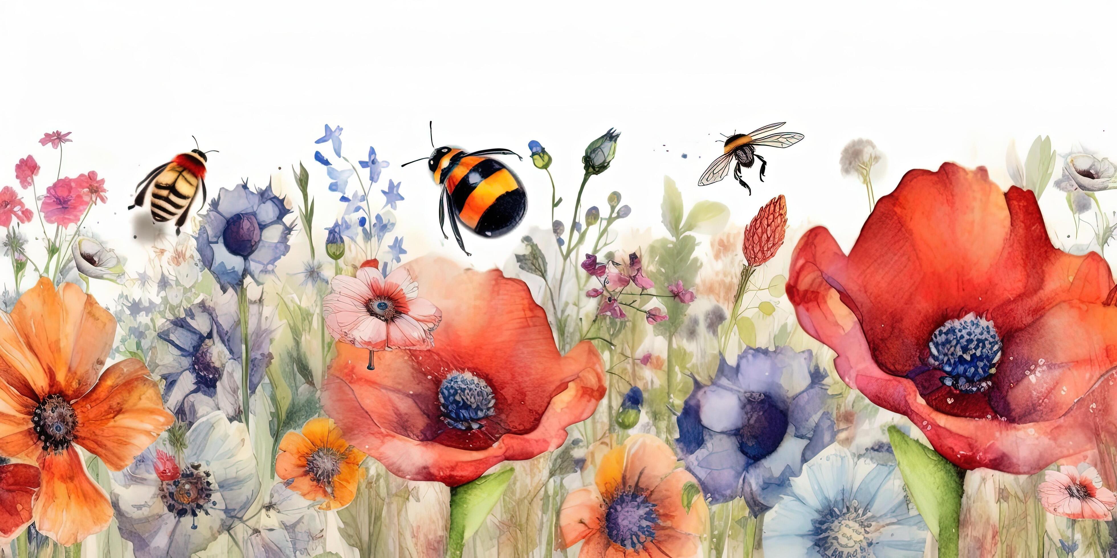 Watercolor Flower border. Illustration Stock Free