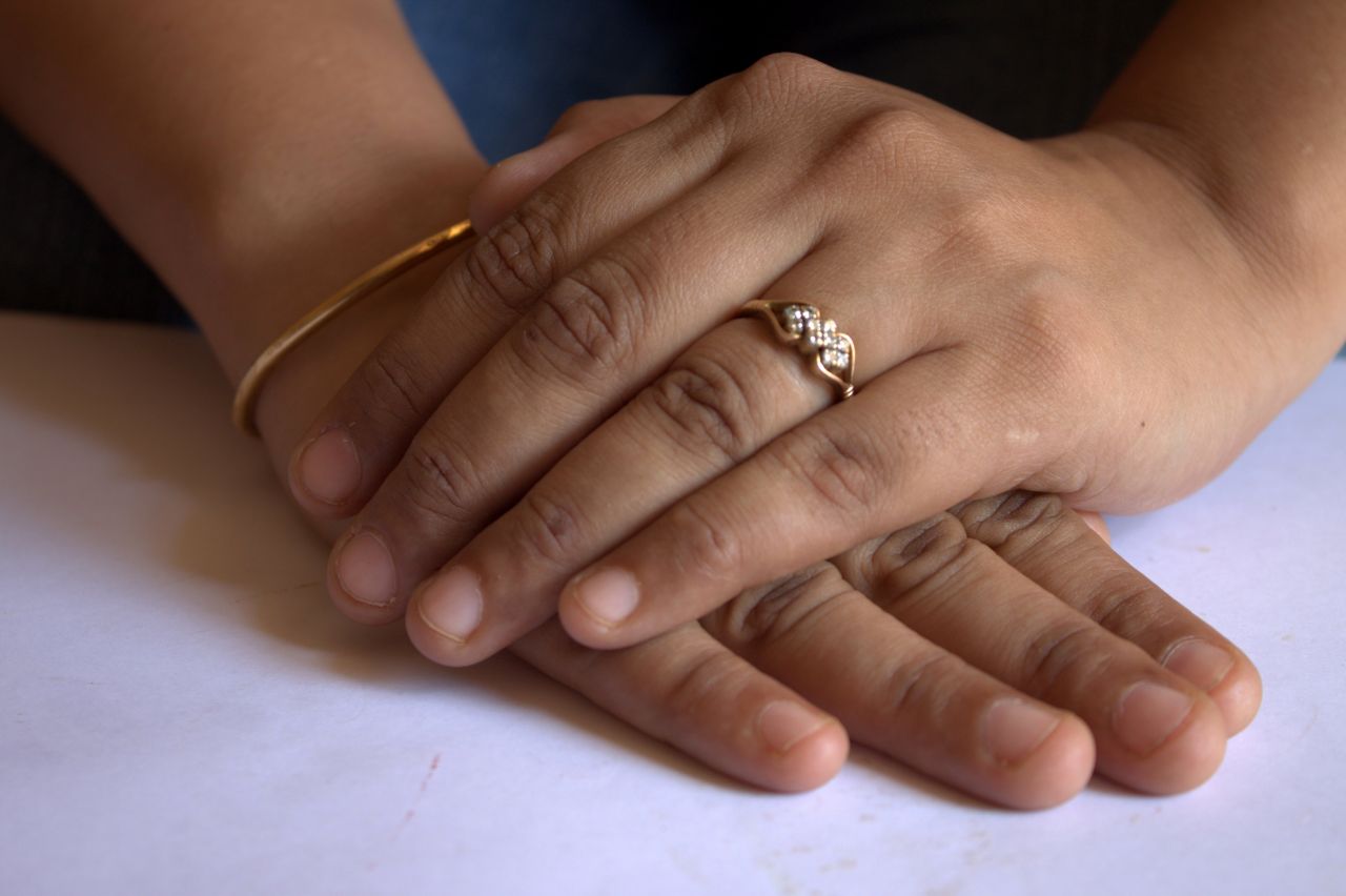 Hand On Hand Engagement Ring Stock Free