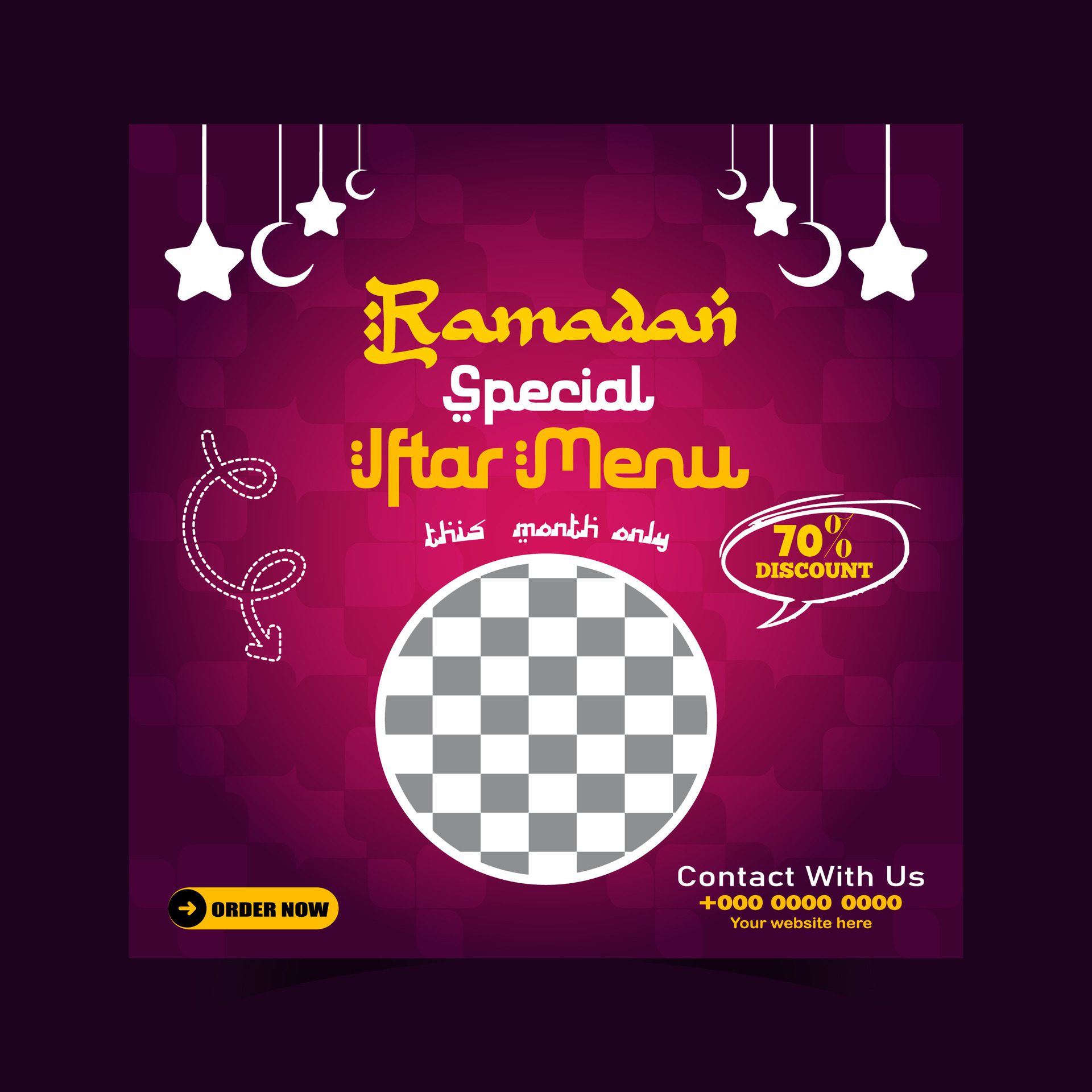 Ramadan iftar menu food post design and social media banner template Free Vector