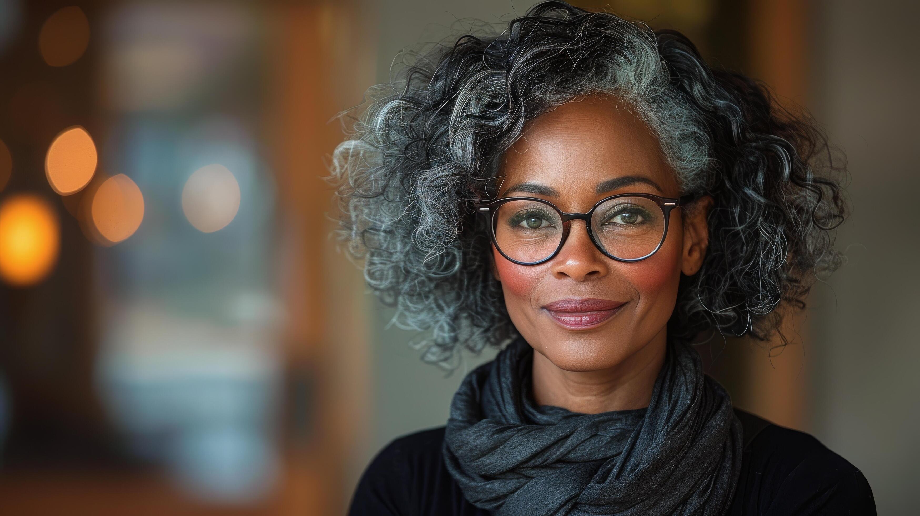 Woman in Glasses With Yellow Scarf Stock Free