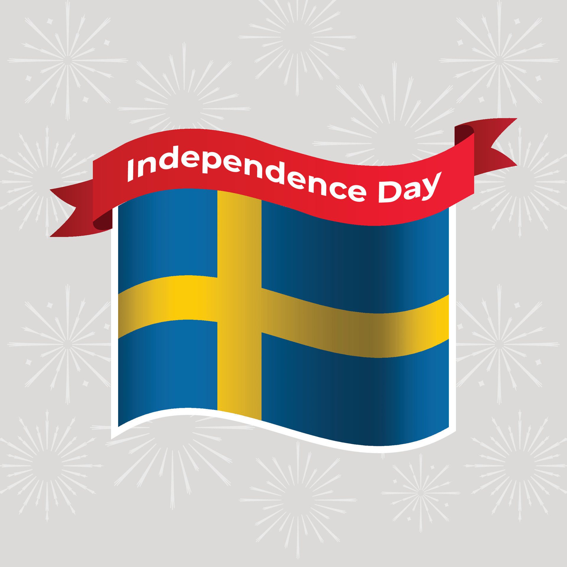 Sweden Wavy Flag Independence Day Banner Background Free Vector