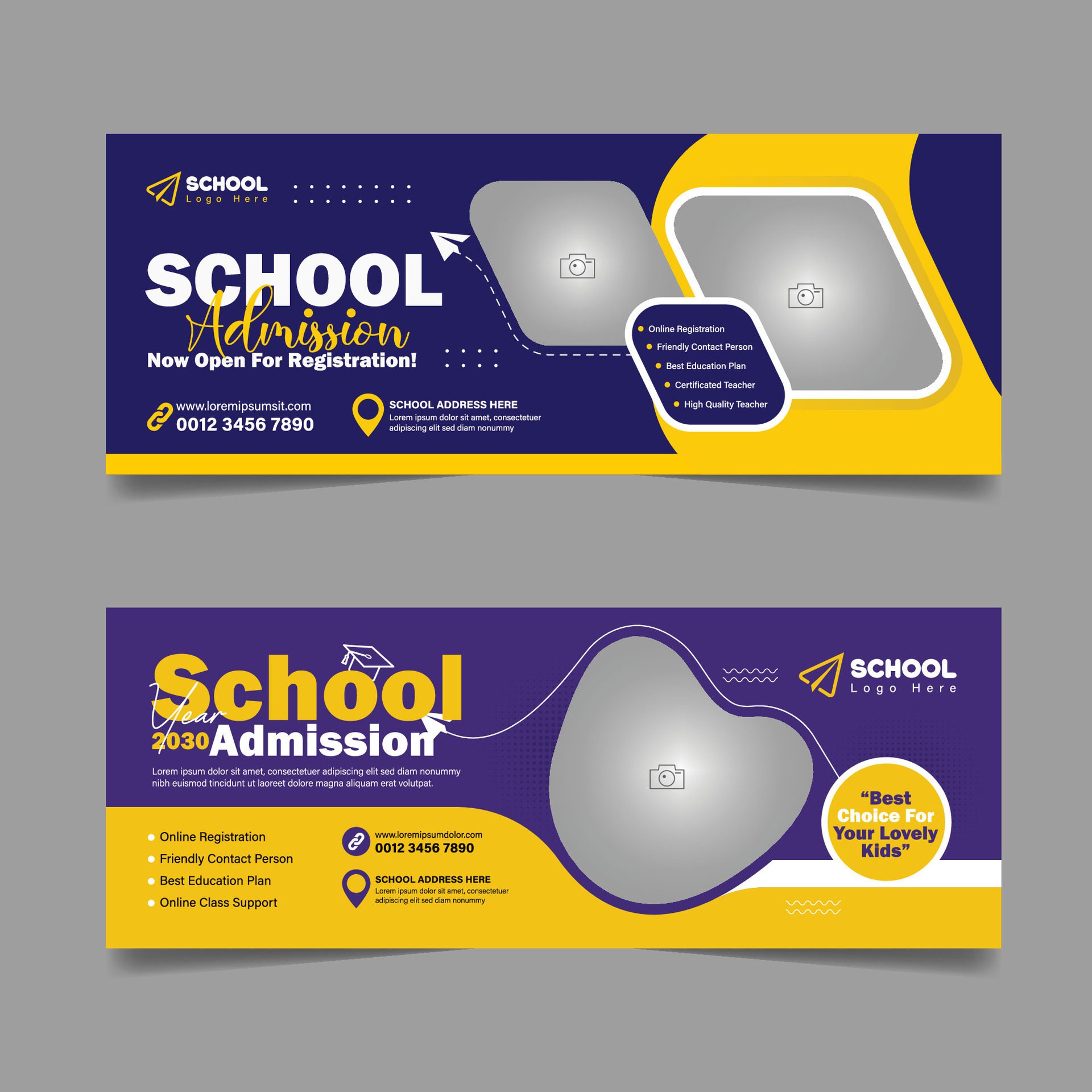 Back to school admission social media cover design and higher education banner template Free Vector