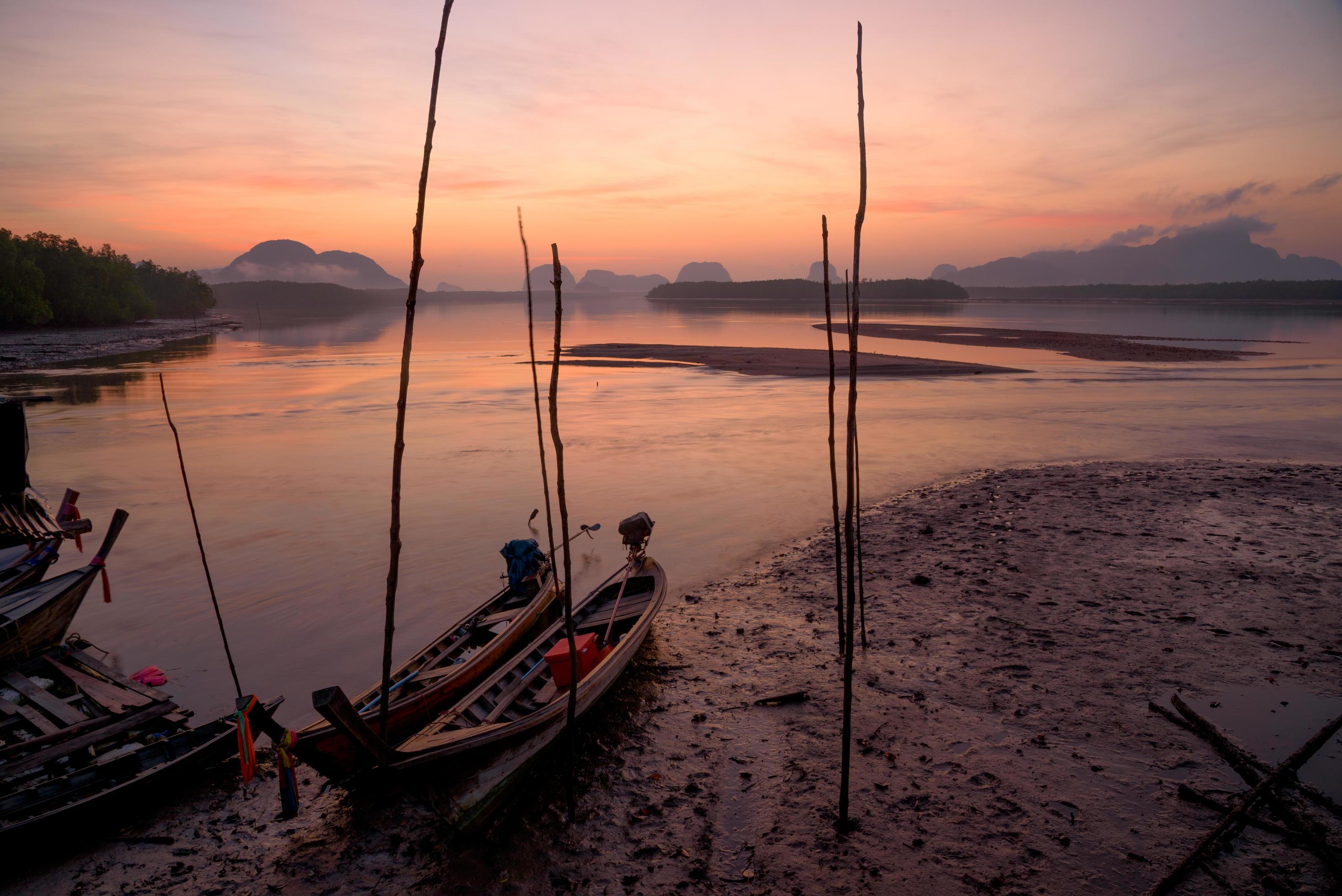 Scene of sunrise at SamChongTai,Phangnga province Stock Free