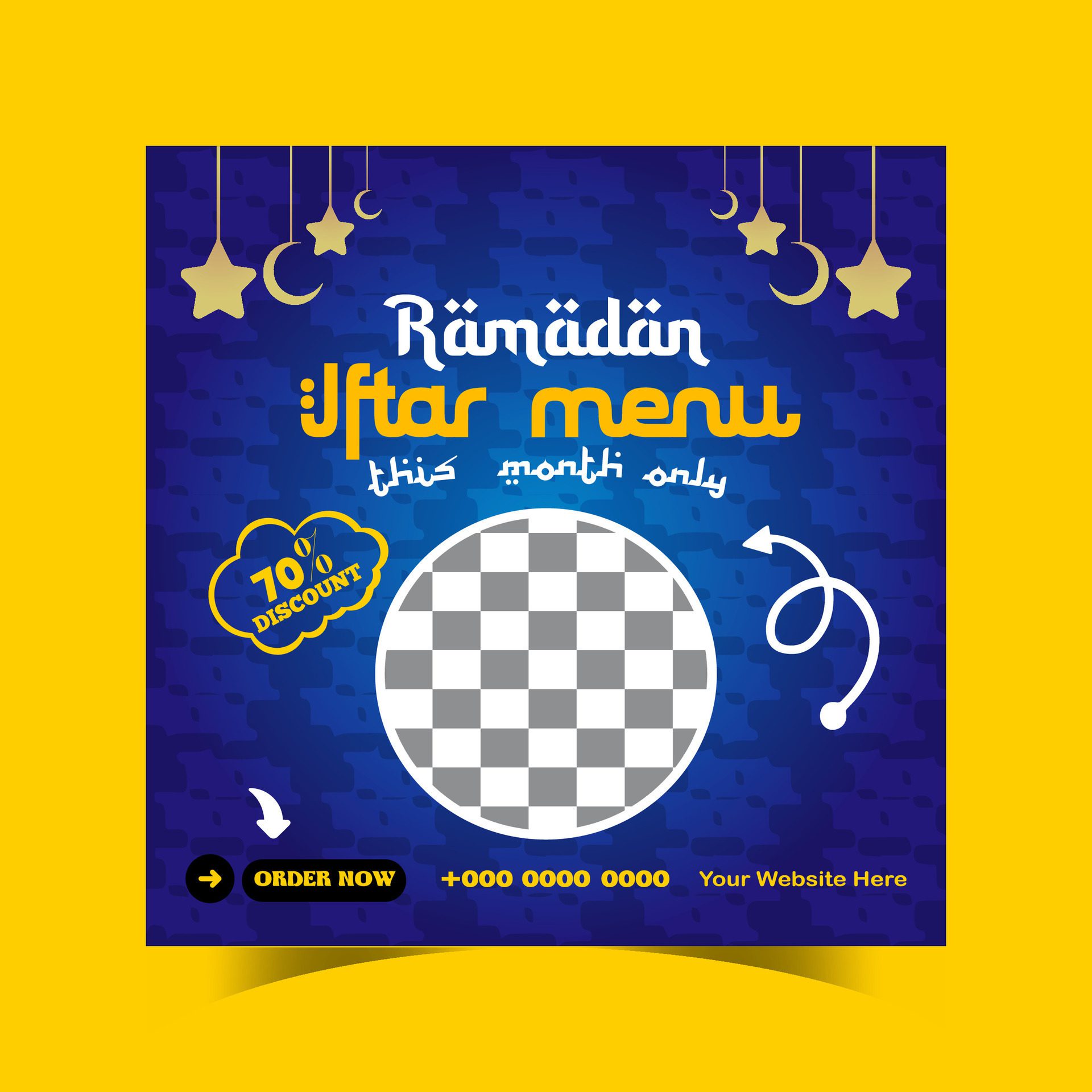 Ramadan iftar menu food post design and social media banner template Free Vector