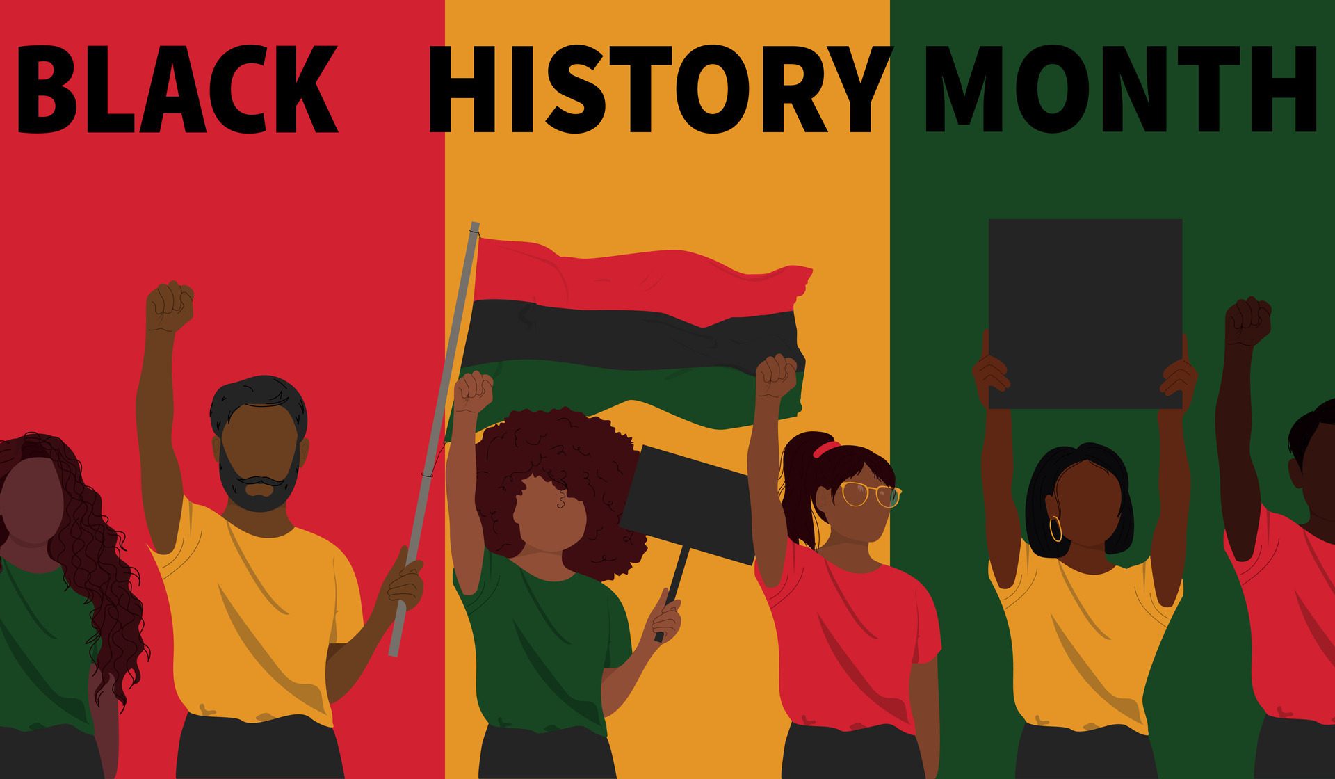 Black History Month banner with people Free Vector