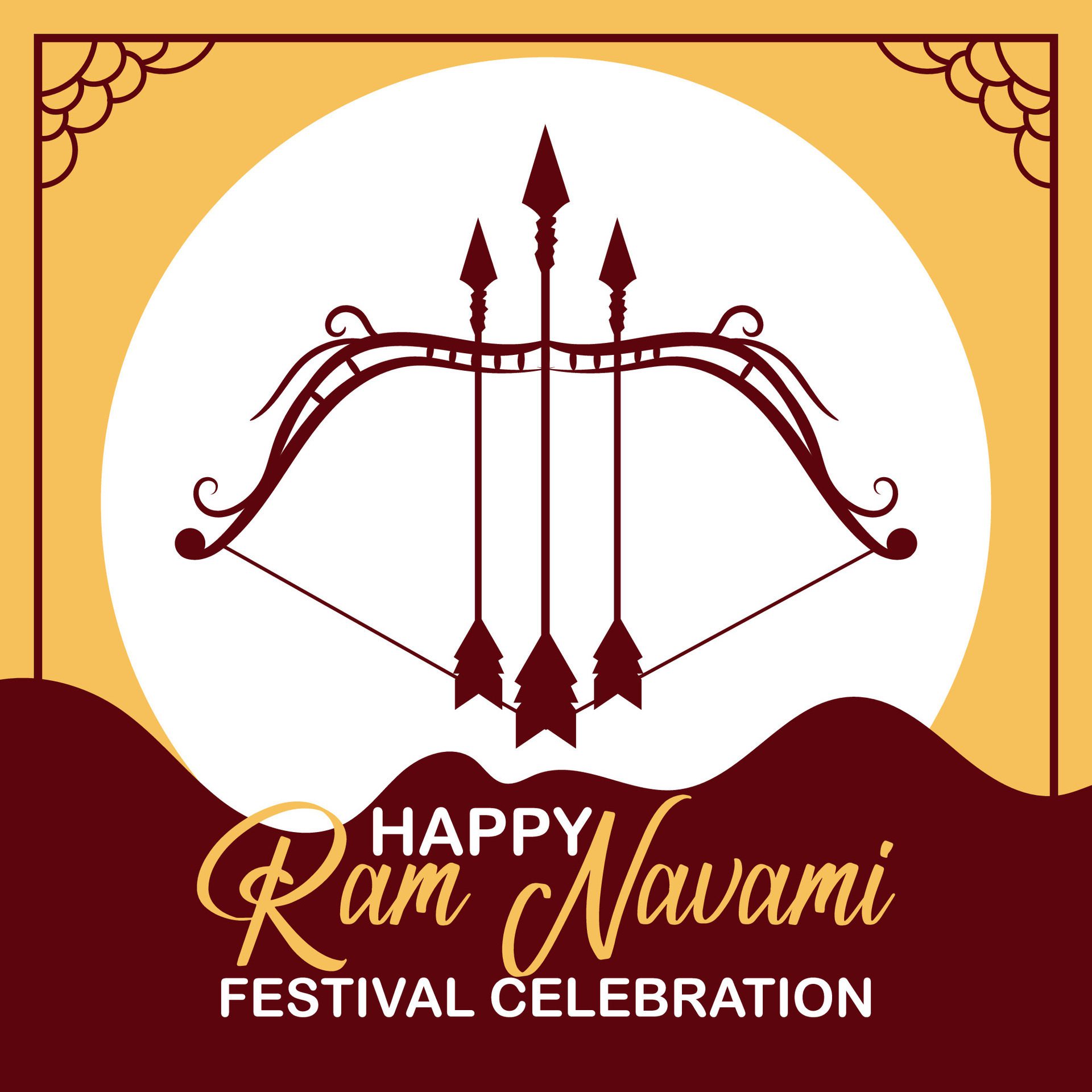 Happy Ram Navami cultural Banner Hindu festival vertical post wishes celebration card Ram Navami celebration background Free Vector