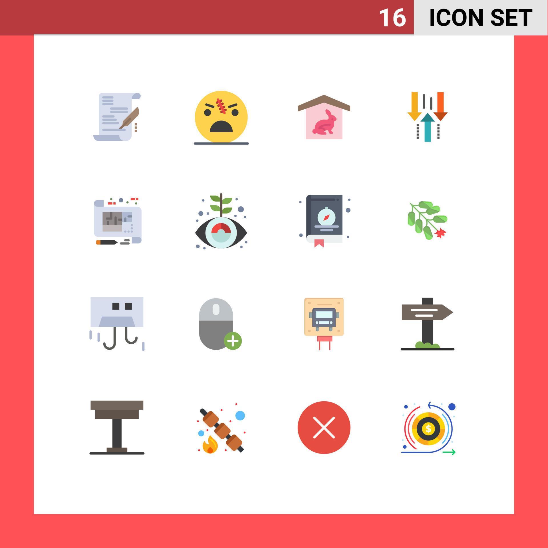 Universal Icon Symbols Group of 16 Modern Flat Colors of architecture upload house up arrow Editable Pack of Creative Vector Design Elements Stock Free