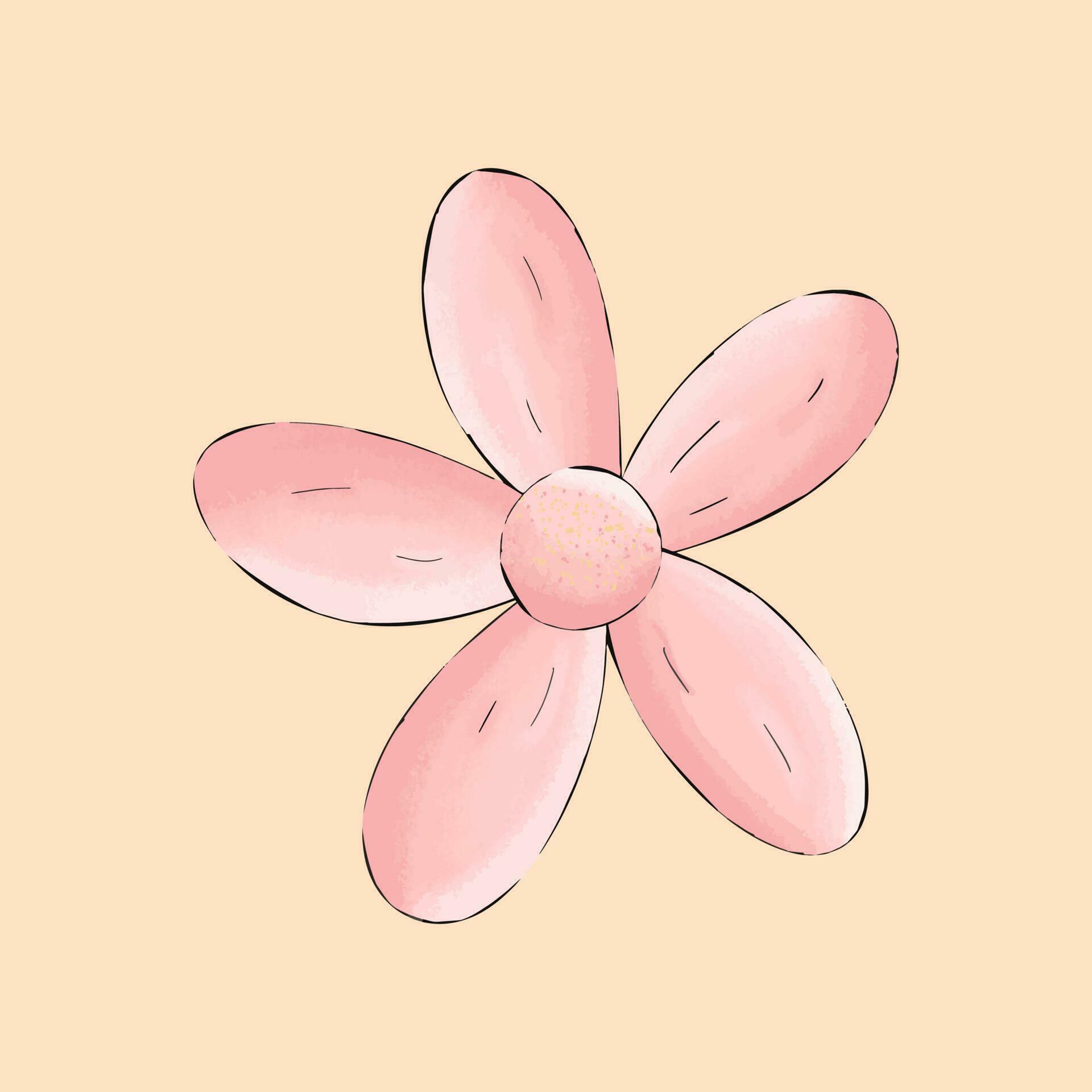 pink flower hand drawn vector illustration Stock Free