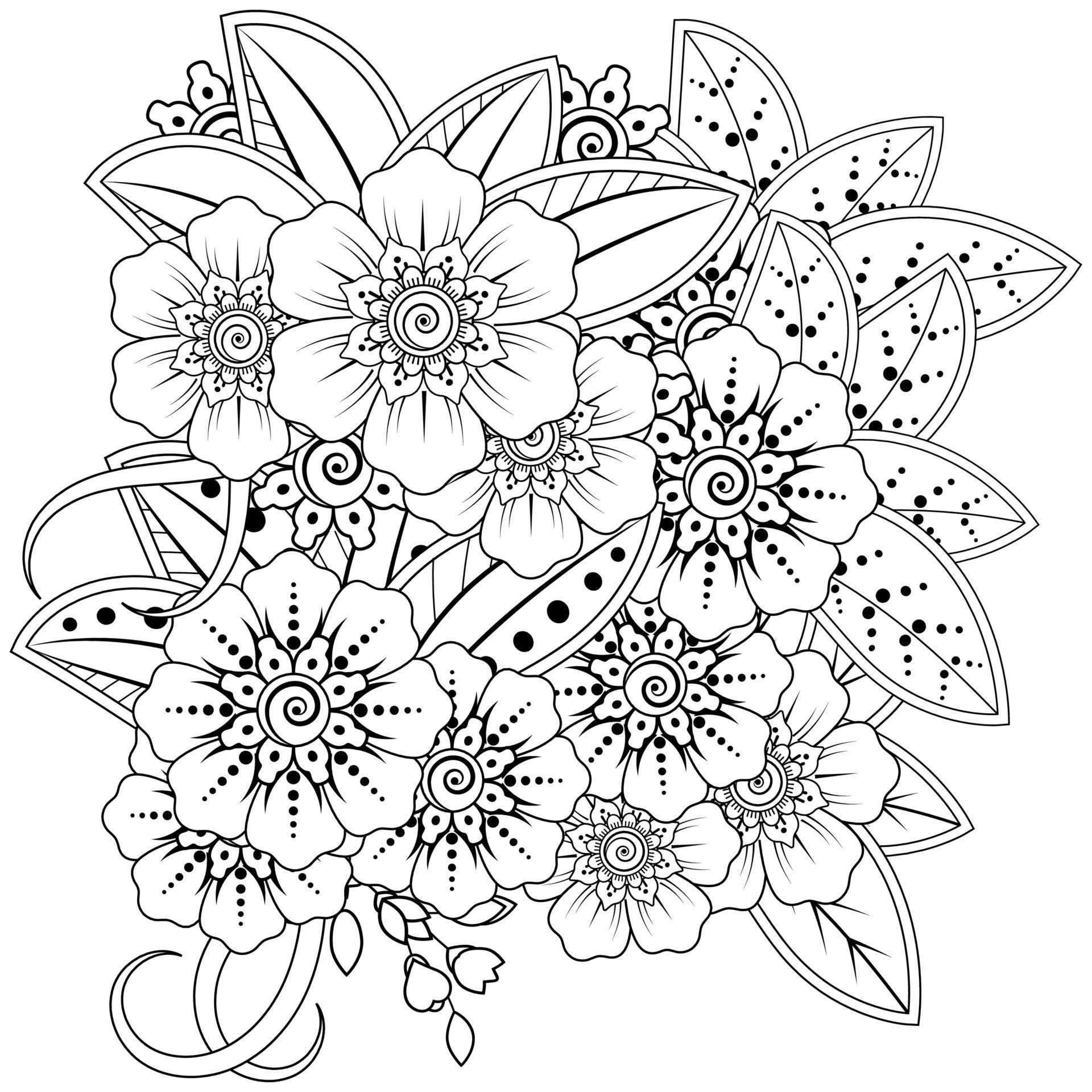 mehndi flower decorative ornament in ethnic oriental style Stock Free