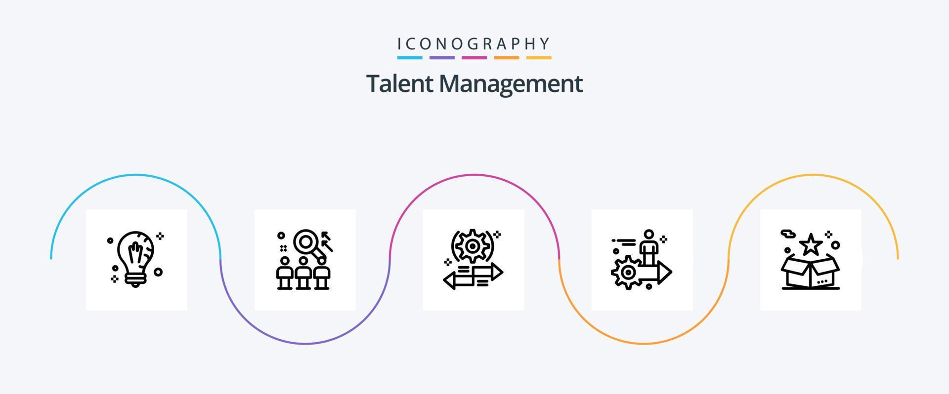 Talent Management Line 5 Icon Pack Including arrow. setting. user. right. arrow Stock Free