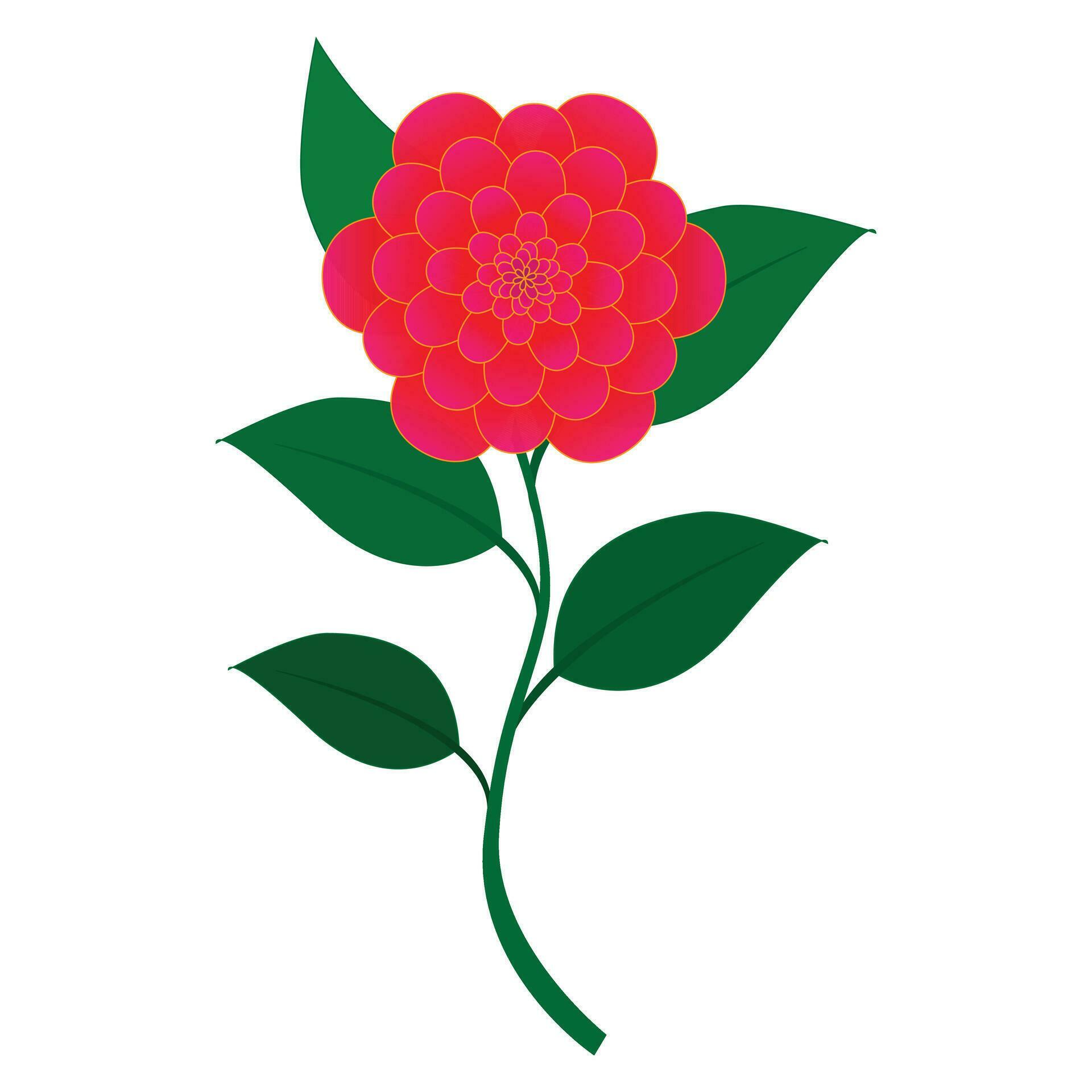 beautiful pink vector flower with leaf Stock Free