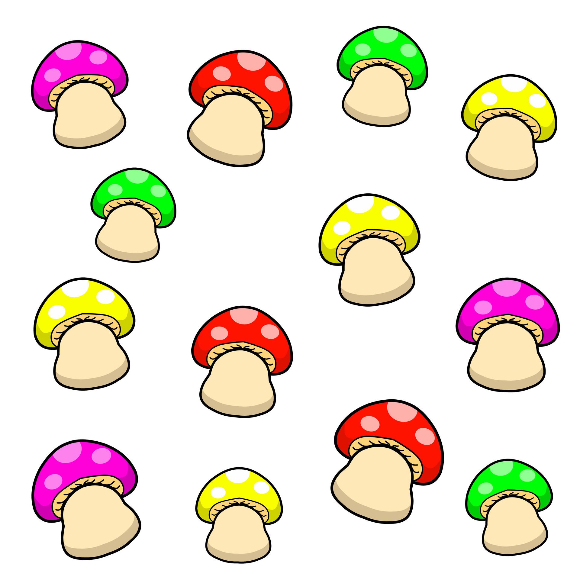 graphic illustration of cartoon pattern seamless colorful mushrooms Free Vector