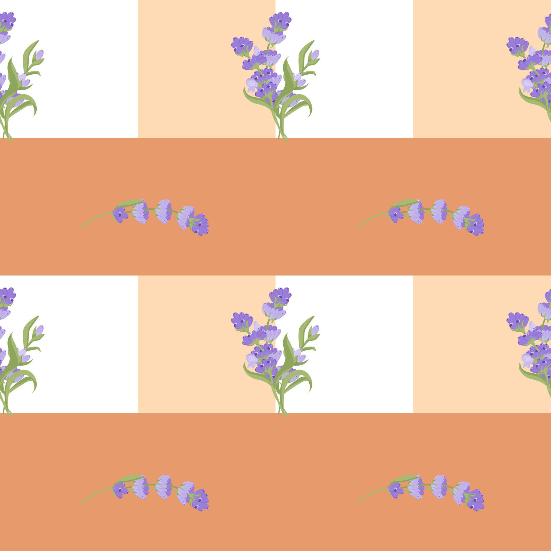 A sprig of lavender. Purple flower. Seamless pattern. illustration. Free Vector