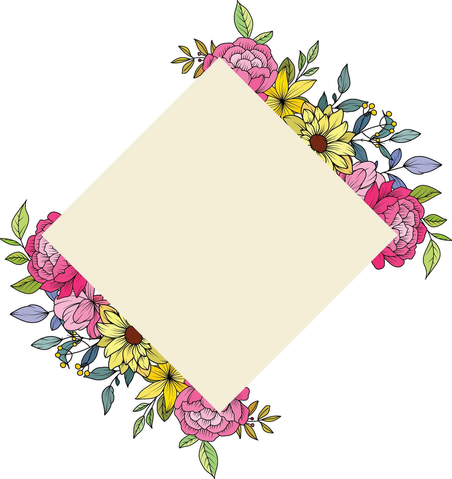 Flower Frame Wreath. Set of floral frames. Floral botanical flowers. for graphic designer decoration, product design, and cards Stock Free