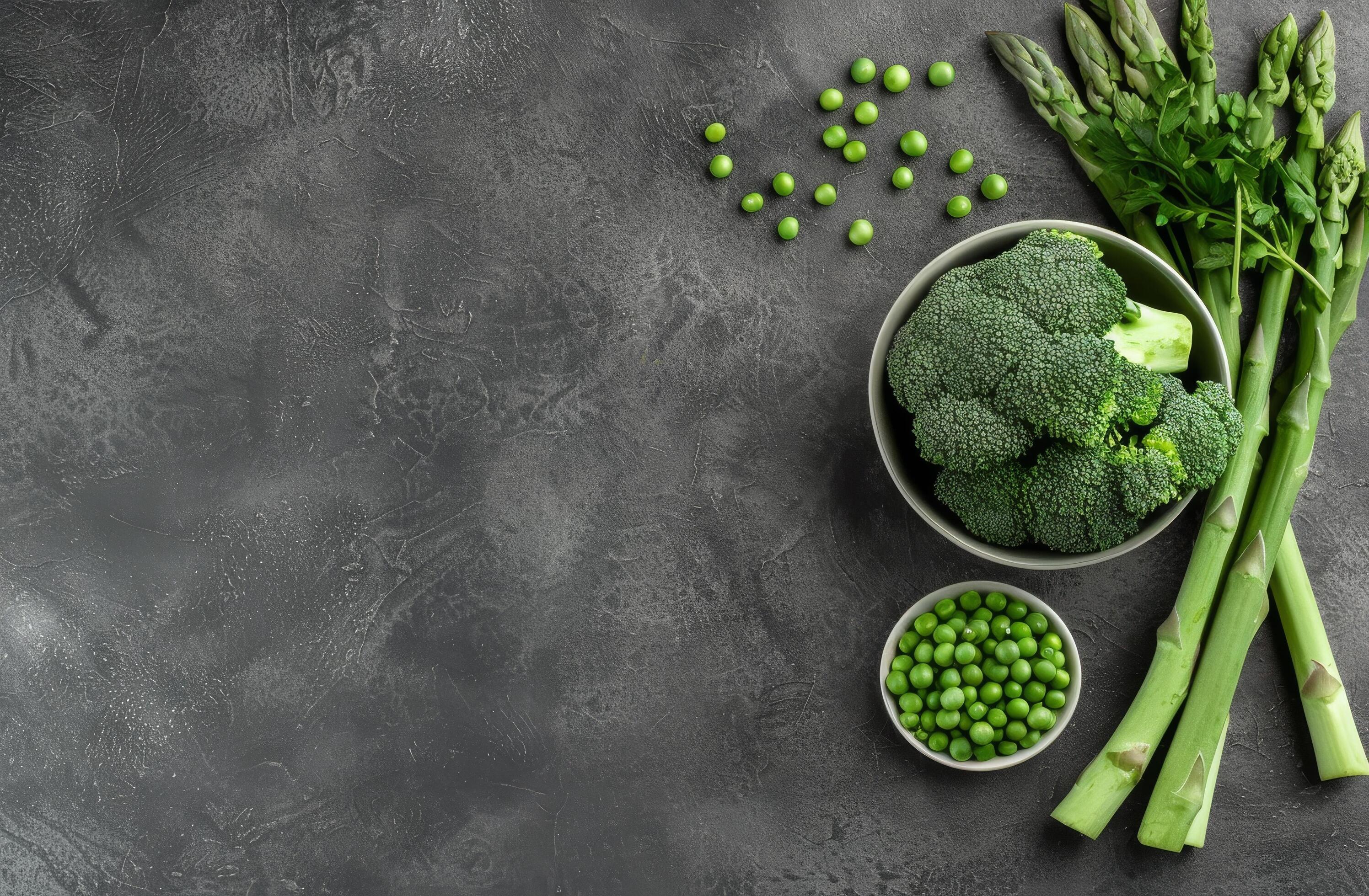 Green Vegetables on Grey Background Stock Free