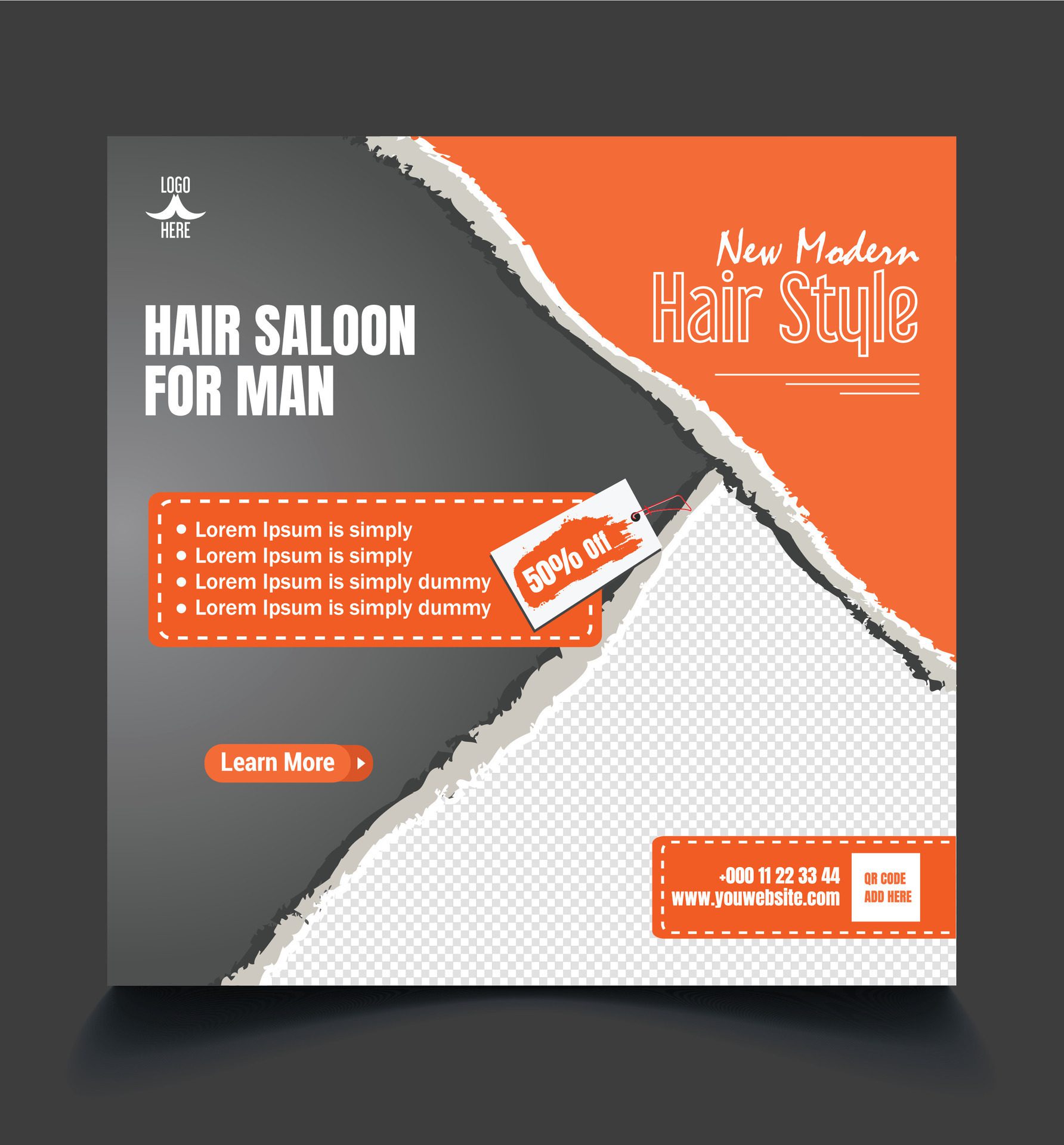 Barbershop hair cutting salon social media post template. editable beauty salon promotion banner design Free Vector