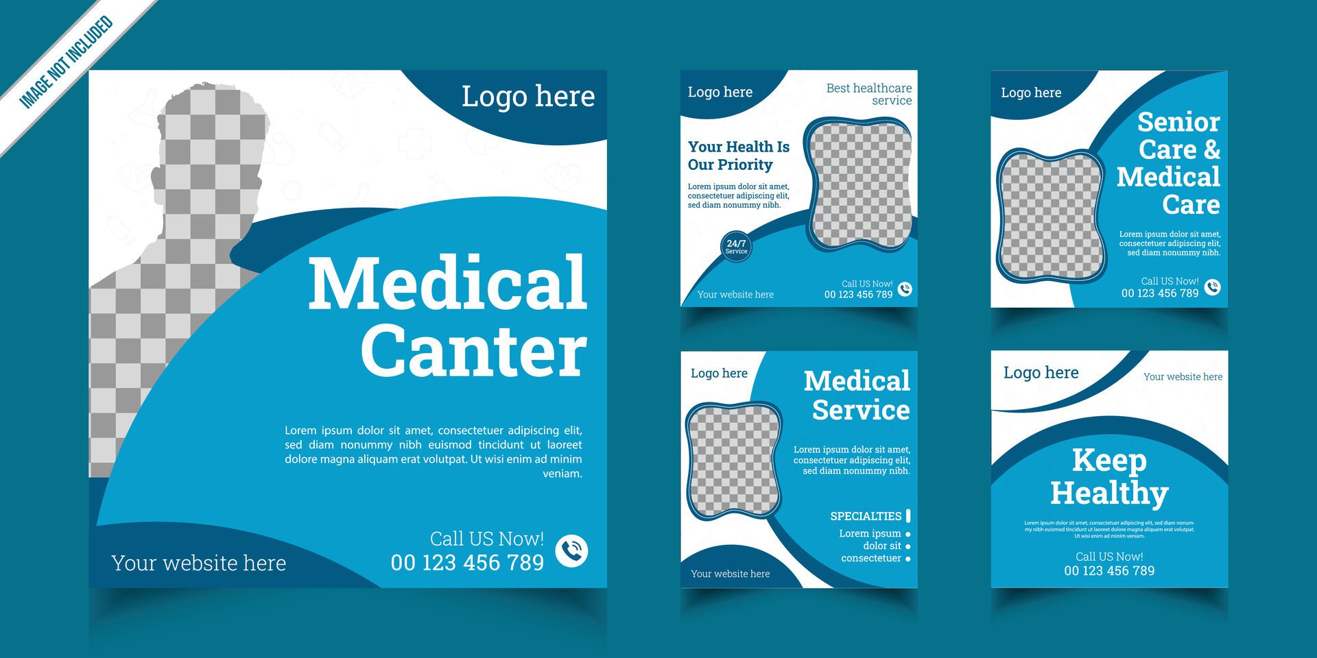 Healthcare medical banner and social media post template Free Vector