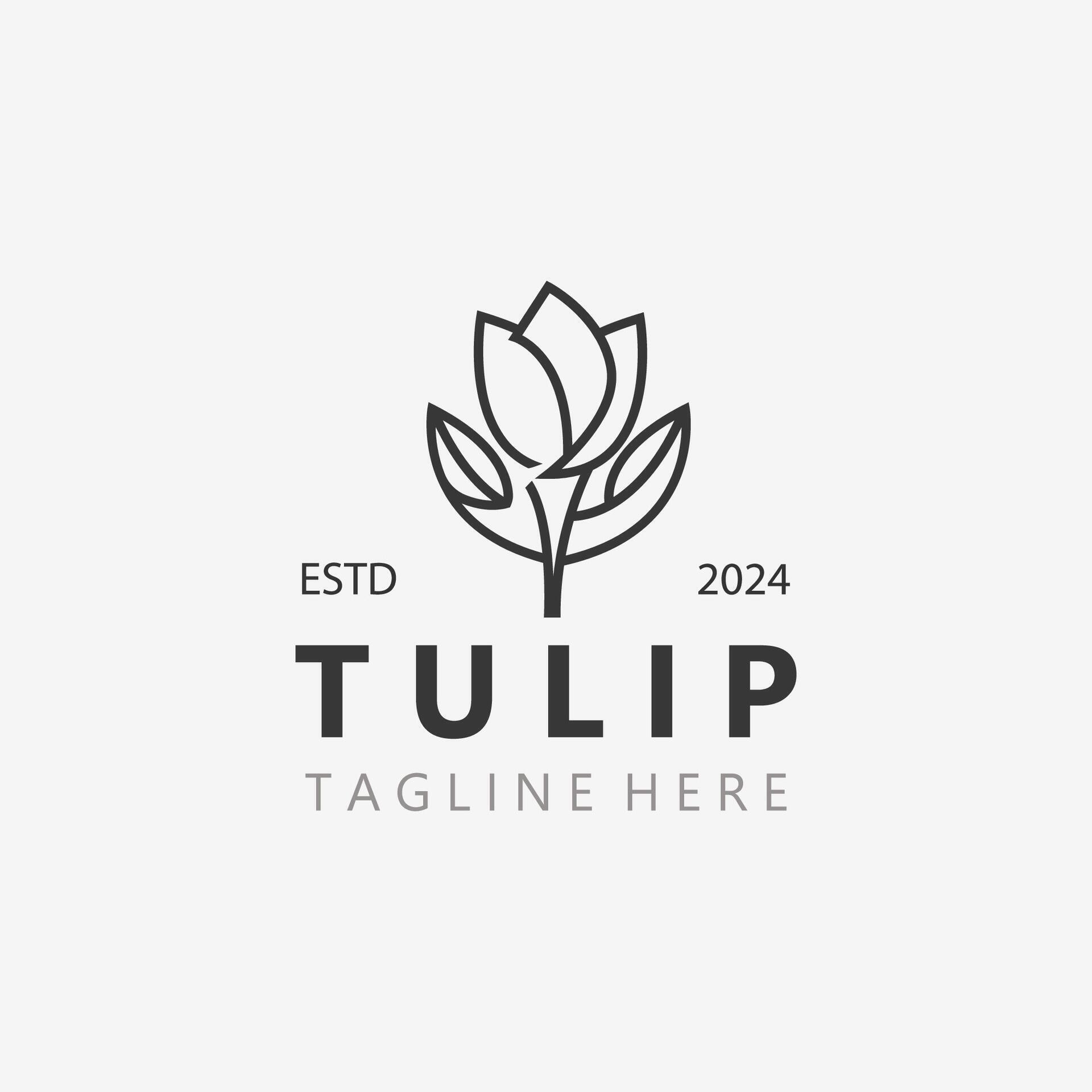 Tulip Flower logo with leaves design, suitable for fashion, beauty spa and boutique emblem business Stock Free