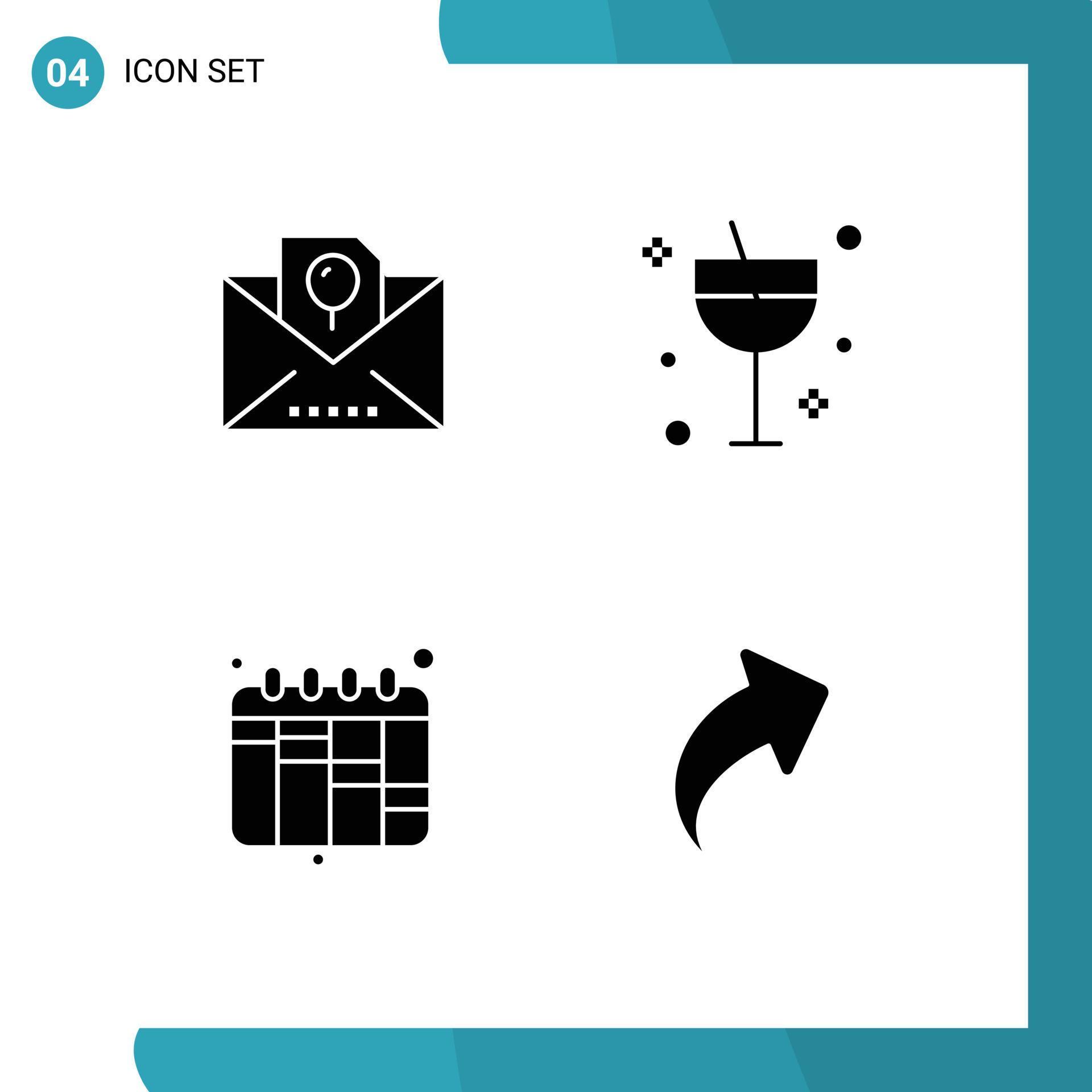 Pictogram Set of Simple Solid Glyphs of envelope planning party glass arrow Editable Vector Design Elements Stock Free