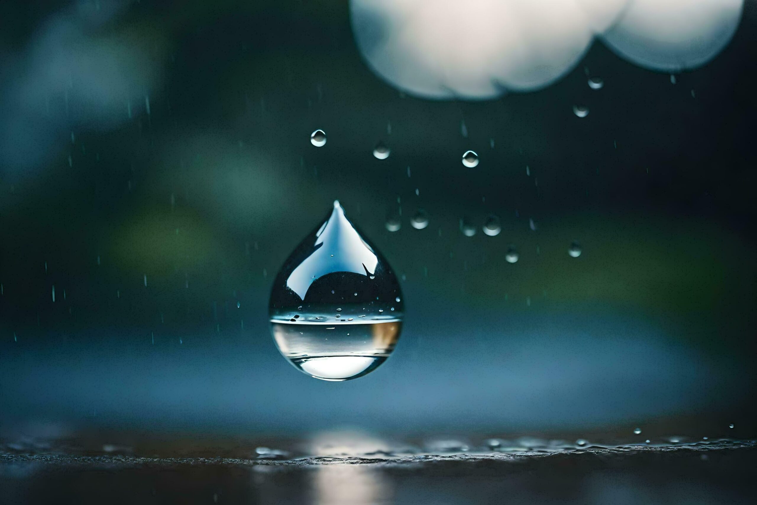 a drop of water is shown in the rain Free Photo